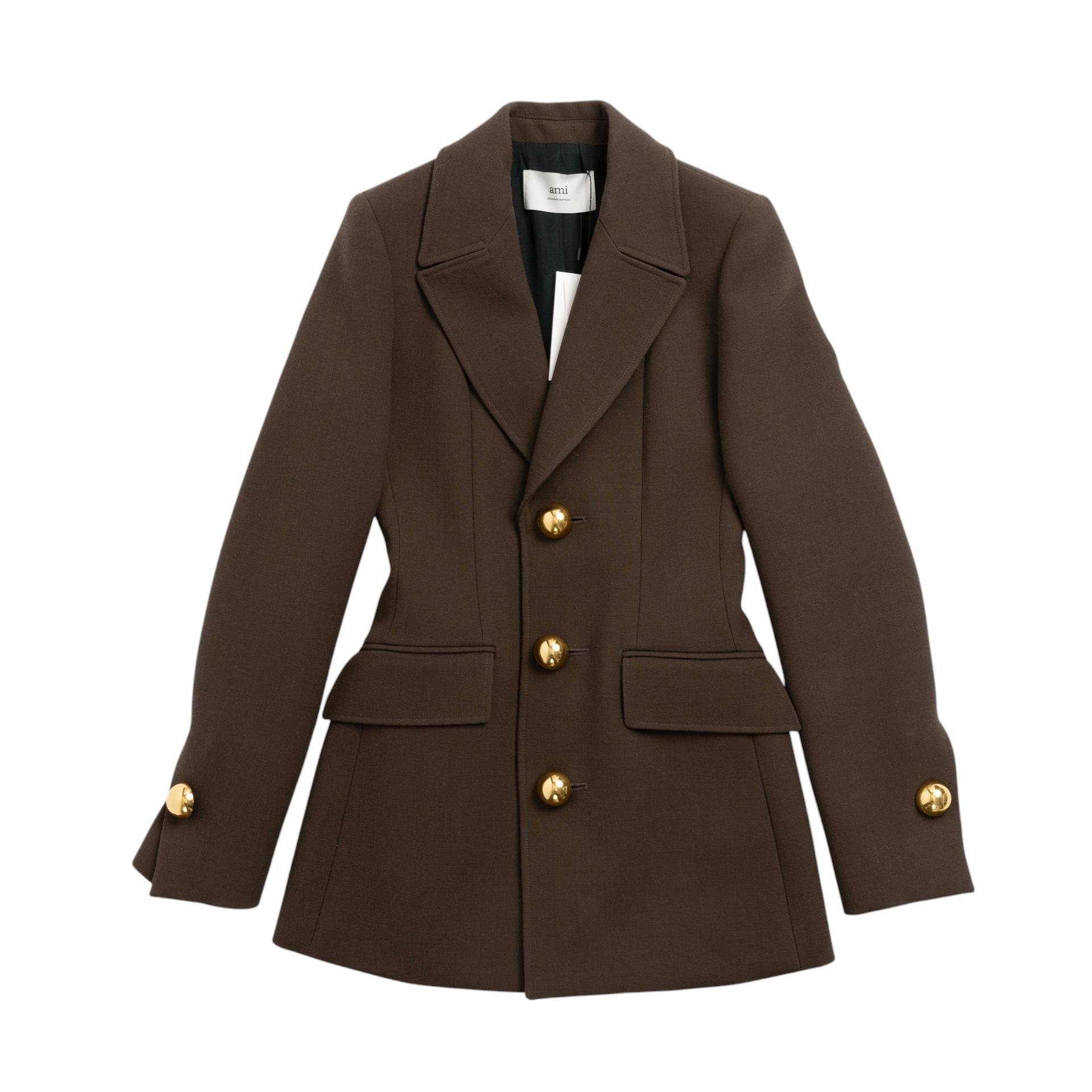 AMI PARIS Fitted Buttoned Jacket Brown