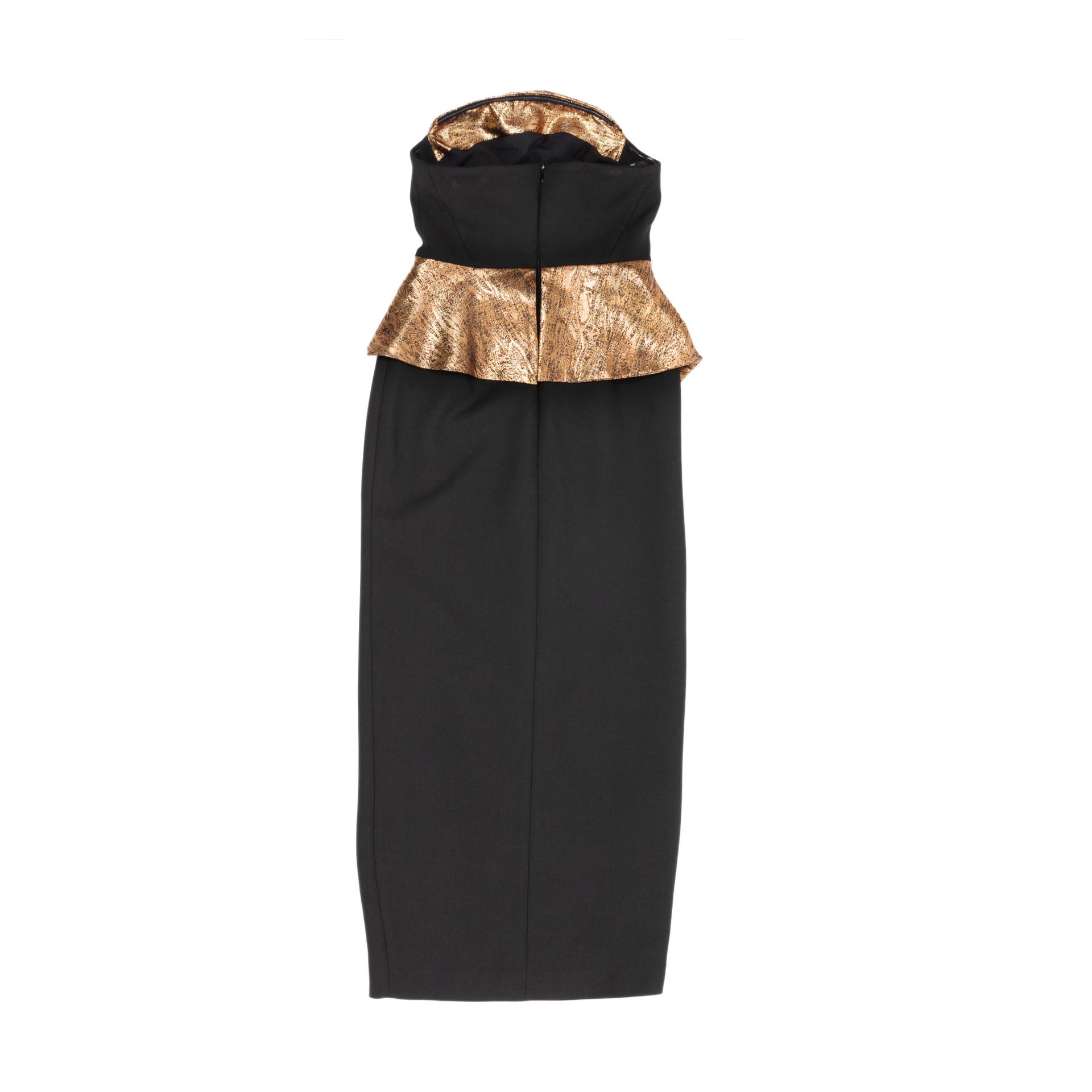 Excellent ( Rank SA )KAREN MILLEN Compact Stretch Jacquard Peplum Detail Midaxi Dress Black - 4