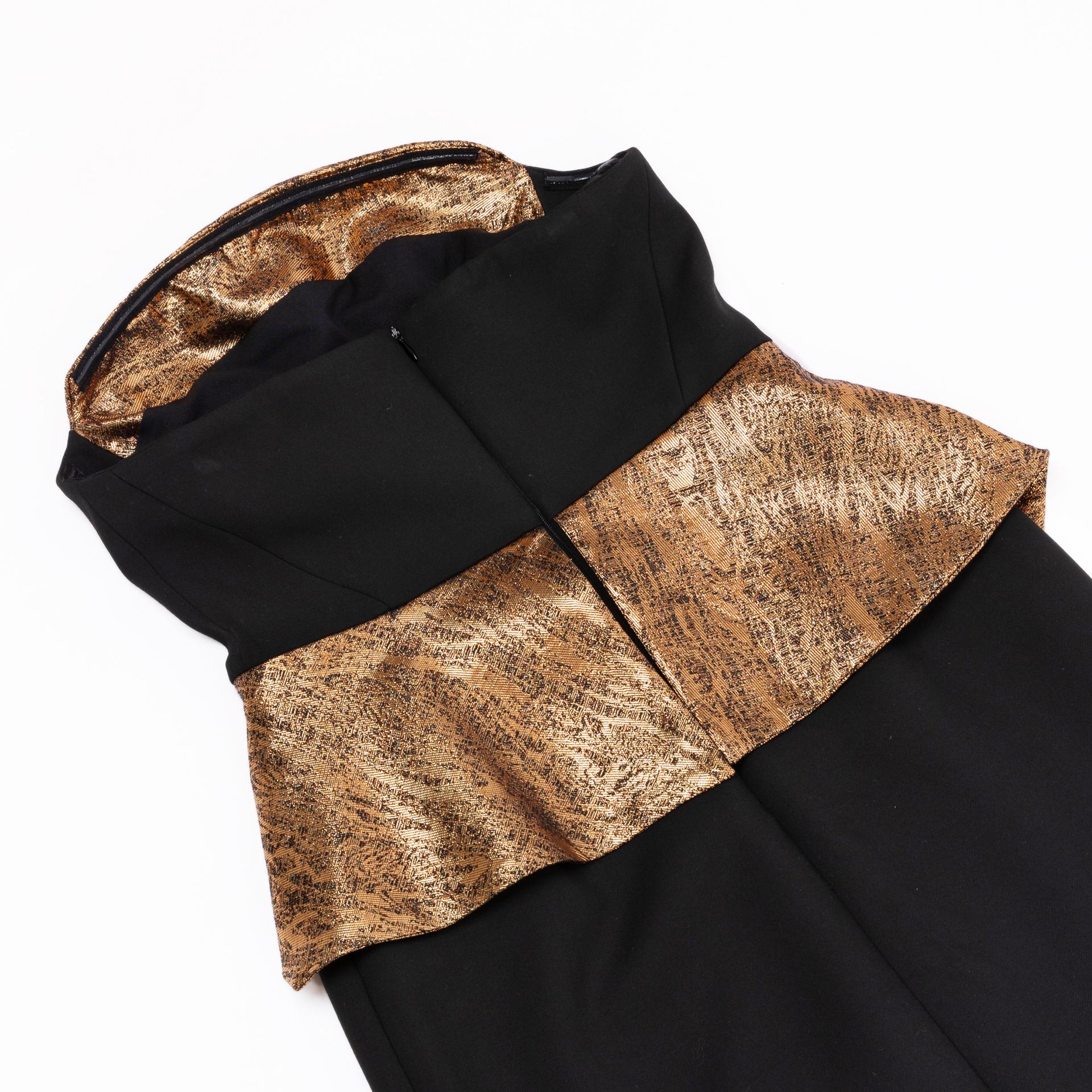 Excellent ( Rank SA )KAREN MILLEN Compact Stretch Jacquard Peplum Detail Midaxi Dress Black - 6