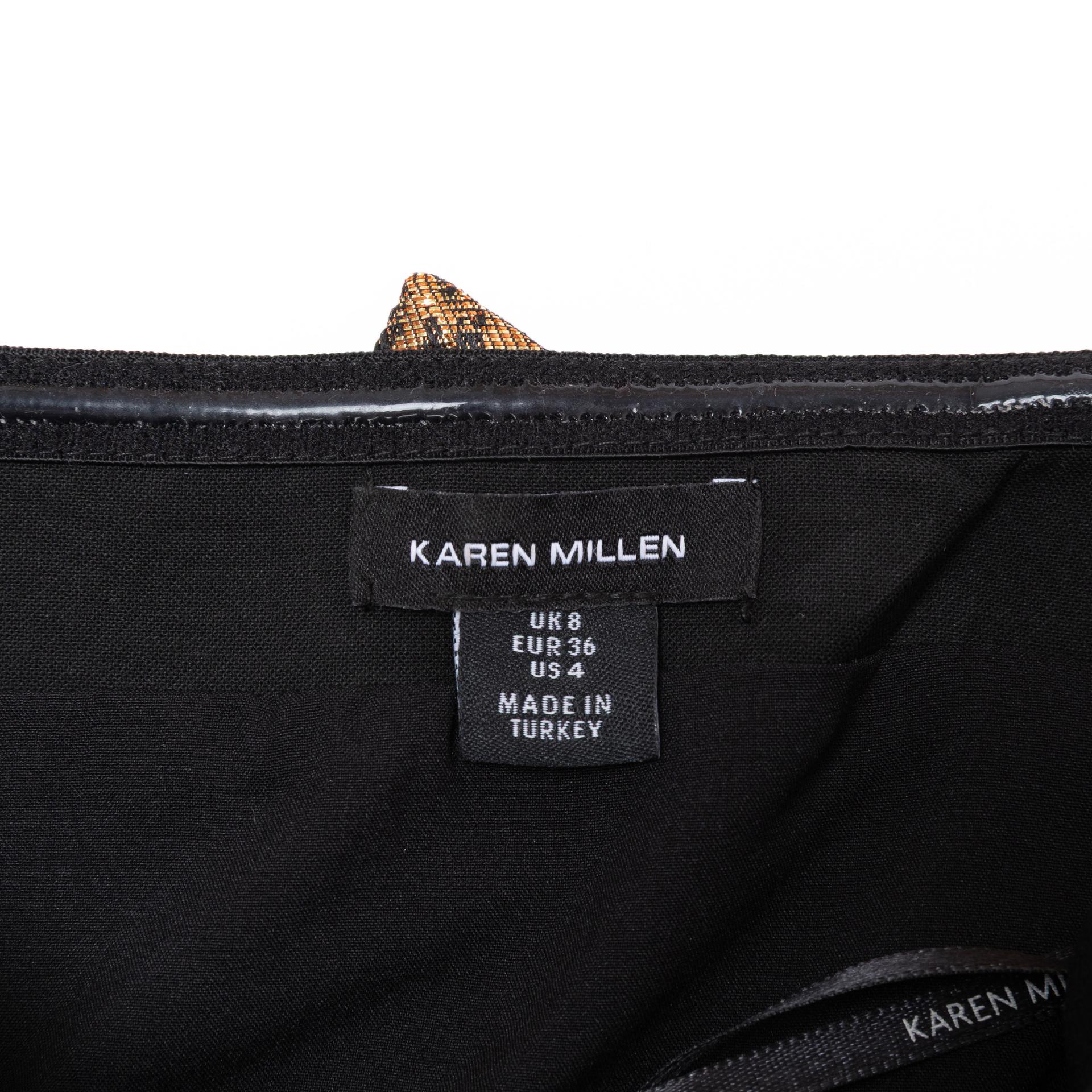 Excellent ( Rank SA )KAREN MILLEN Compact Stretch Jacquard Peplum Detail Midaxi Dress Black - 8