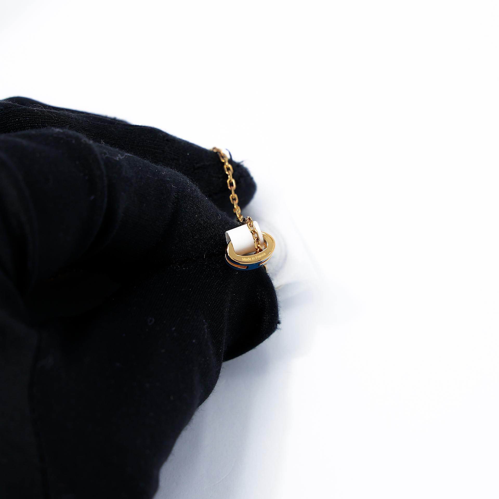 Brand New ( Rank N )  HERMÈS  Mini Pop H pendant New Bleu Jean (D2) Steel Gold hardware - 7