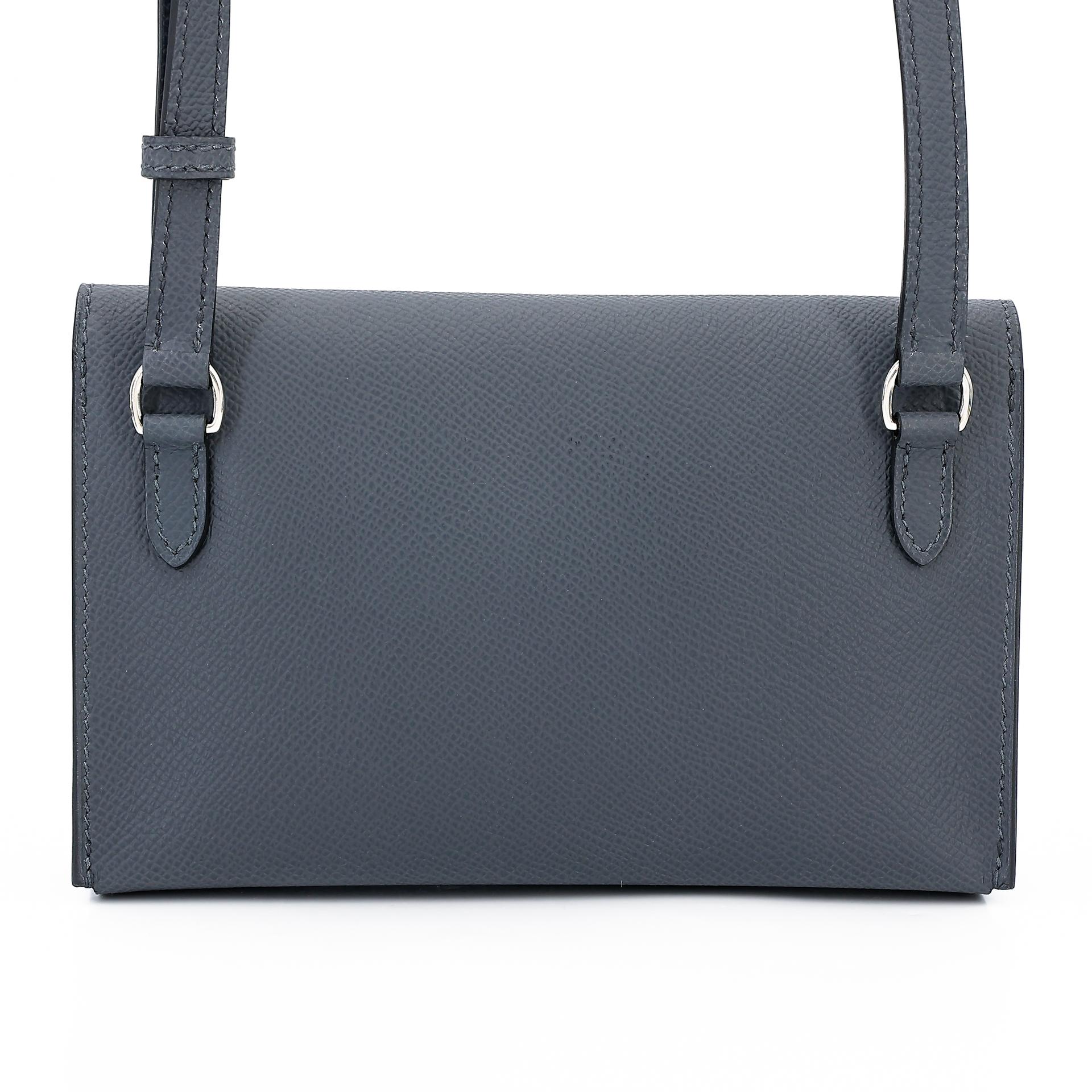 Excellent ( Rank SA )  HERMÈS  Hermesnap Wallet Gris misty (H0) Epsom Palladium hardware W (2024) - 2