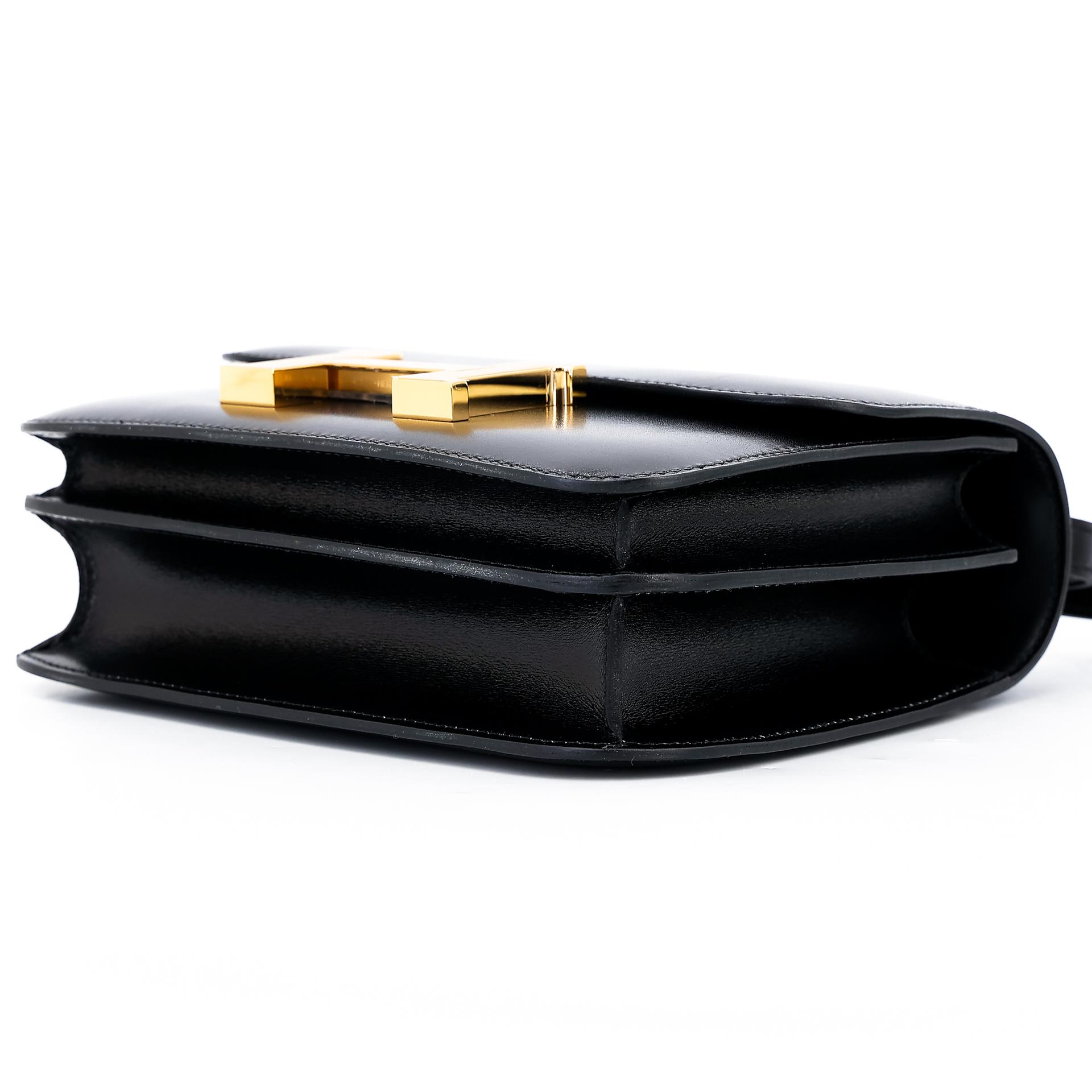 Unused ( Rank NS ) HERMÈS Constance Mini Noir (89) Box-calf Gold hardware U (2022) - 4