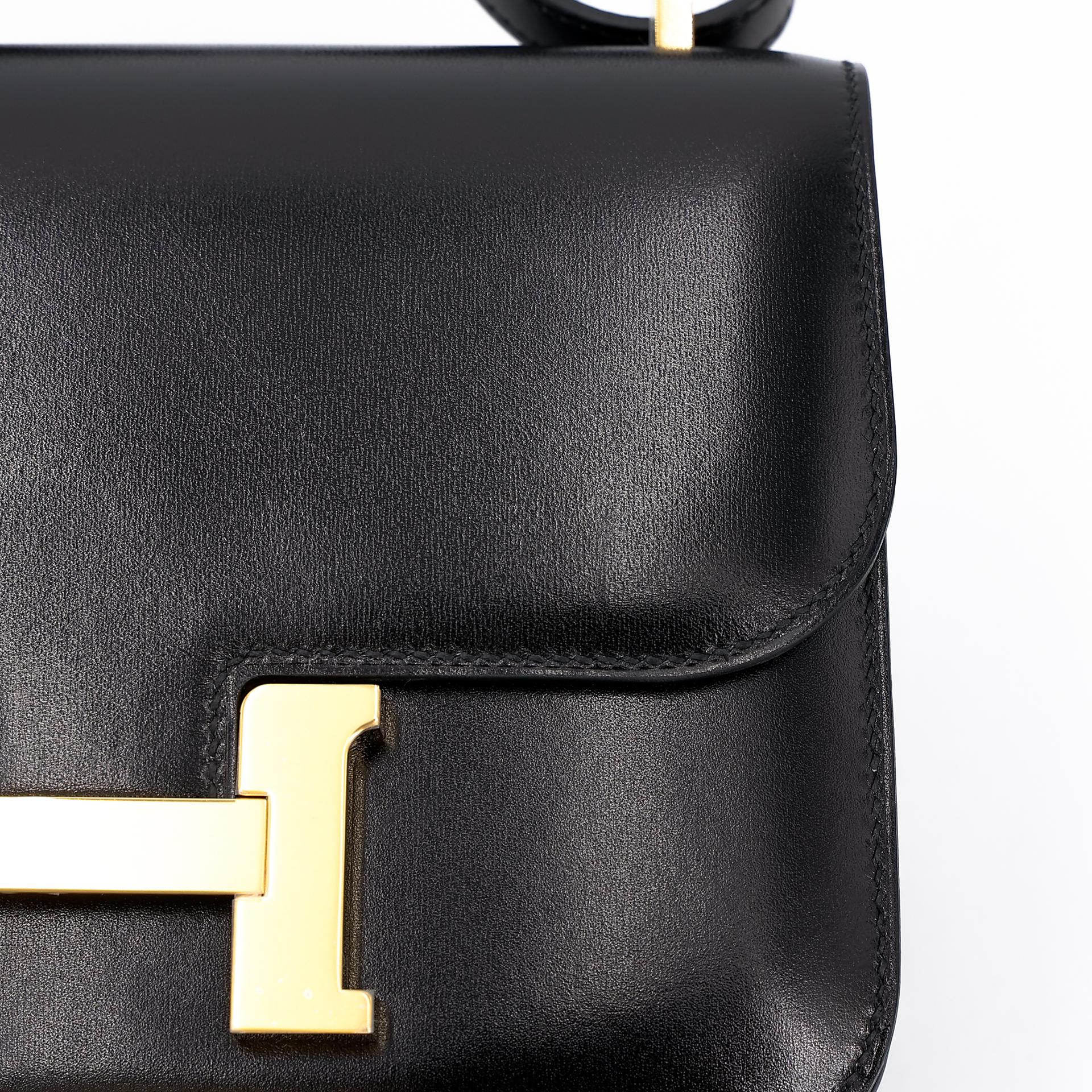 Unused ( Rank NS ) HERMÈS Constance Mini Noir (89) Box-calf Gold hardware U (2022) - 10