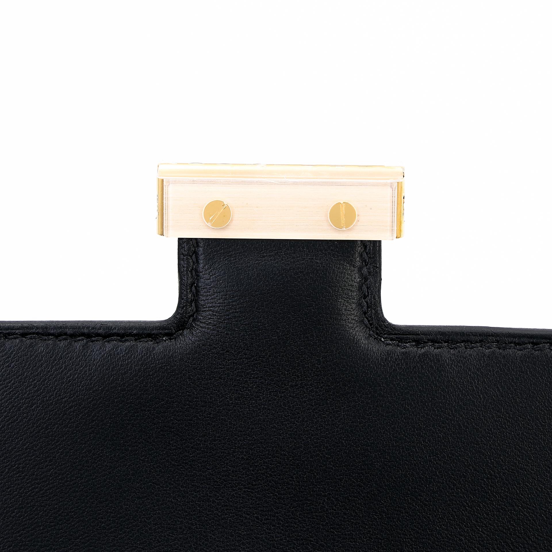 Unused ( Rank NS ) HERMÈS Constance Mini Noir (89) Box-calf Gold hardware U (2022) - 12