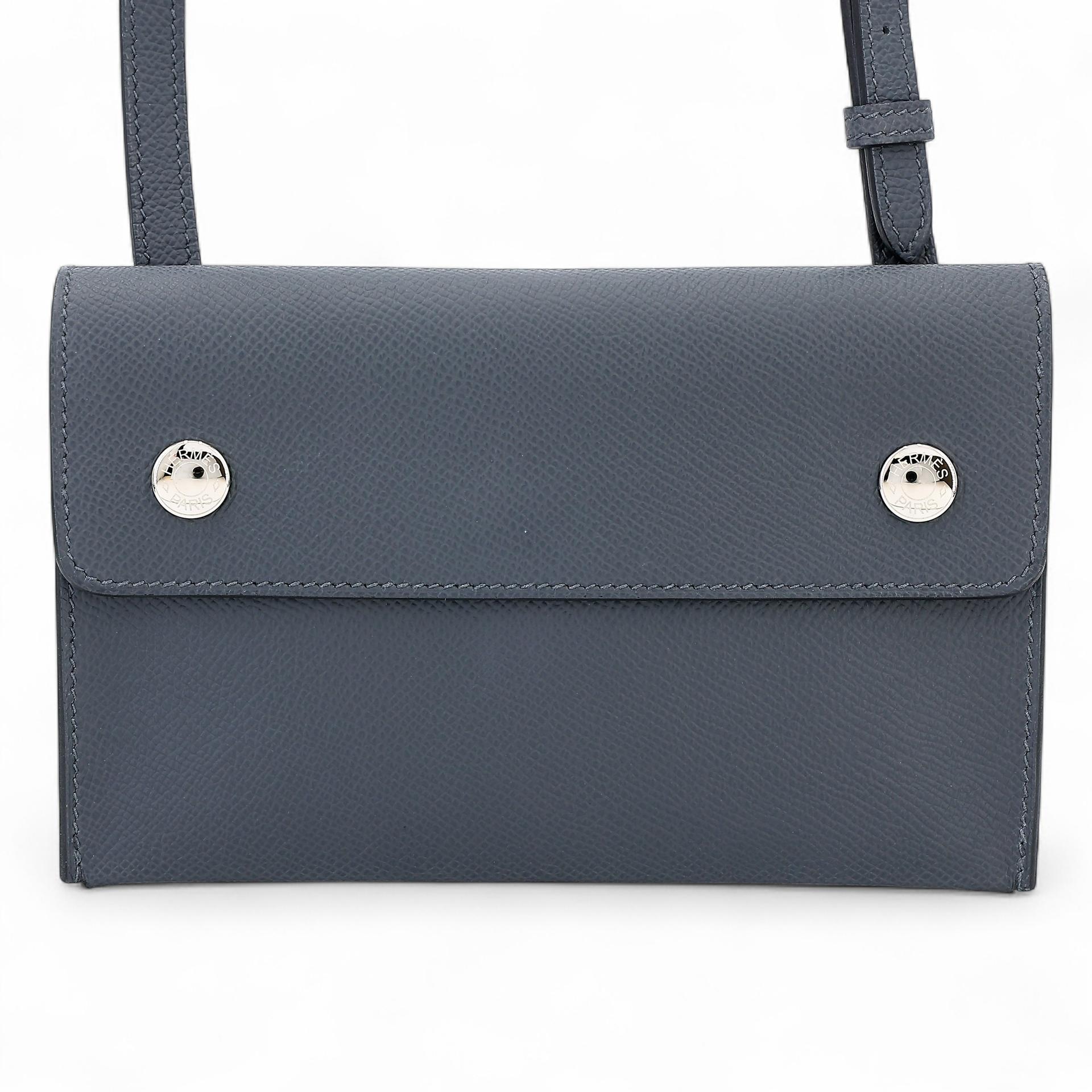 Excellent ( Rank SA )  HERMÈS  Hermesnap Wallet Gris misty (H0) Epsom Palladium hardware W (2024) - 1