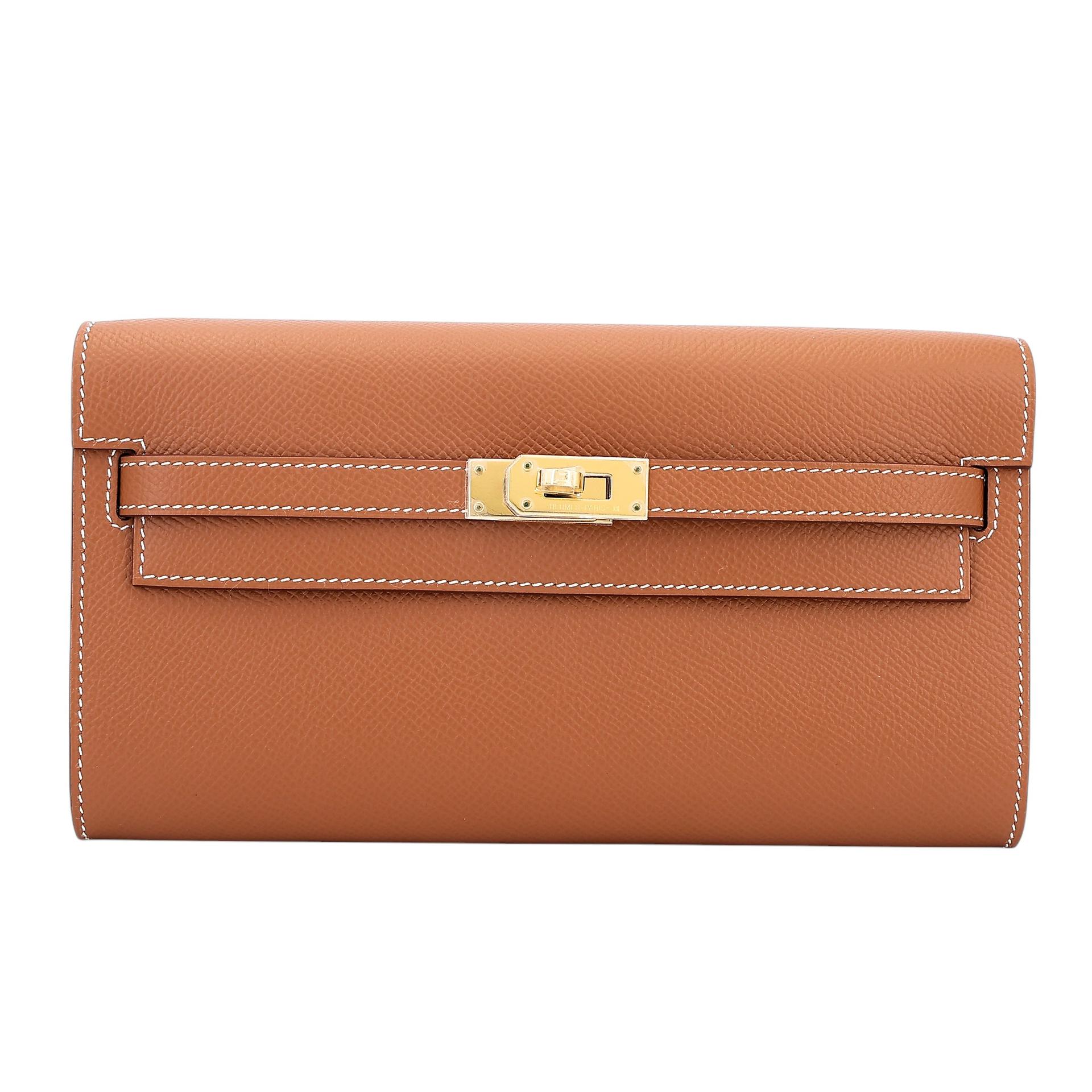 Unused ( Rank NS ) HERMÈS Kelly To Go Wallet Gold (37) Epsom Gold hardware Z (2021) - 1