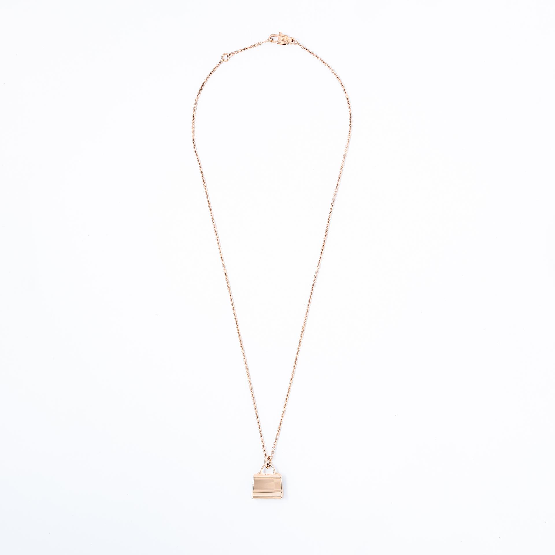 Brand New ( Rank N ) HERMÈS Amulettes Kelly Pendant Rose Gold 18K Rose Gold Diamond - 4