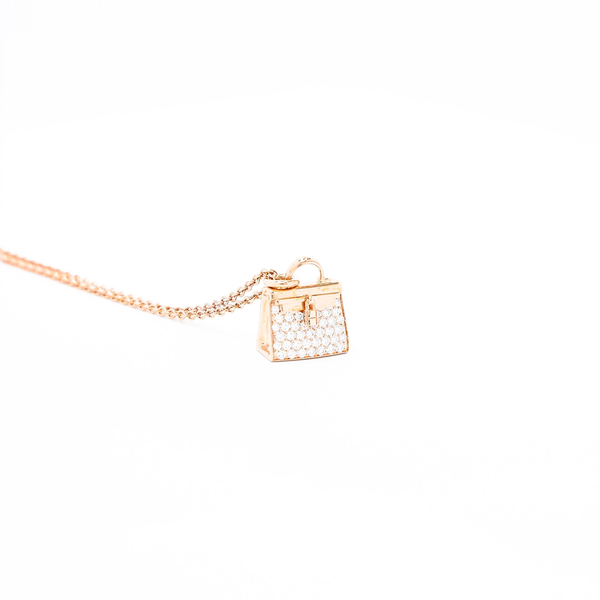 Brand New ( Rank N ) HERMÈS Amulettes Kelly Pendant Rose Gold 18K Rose Gold Diamond - 7