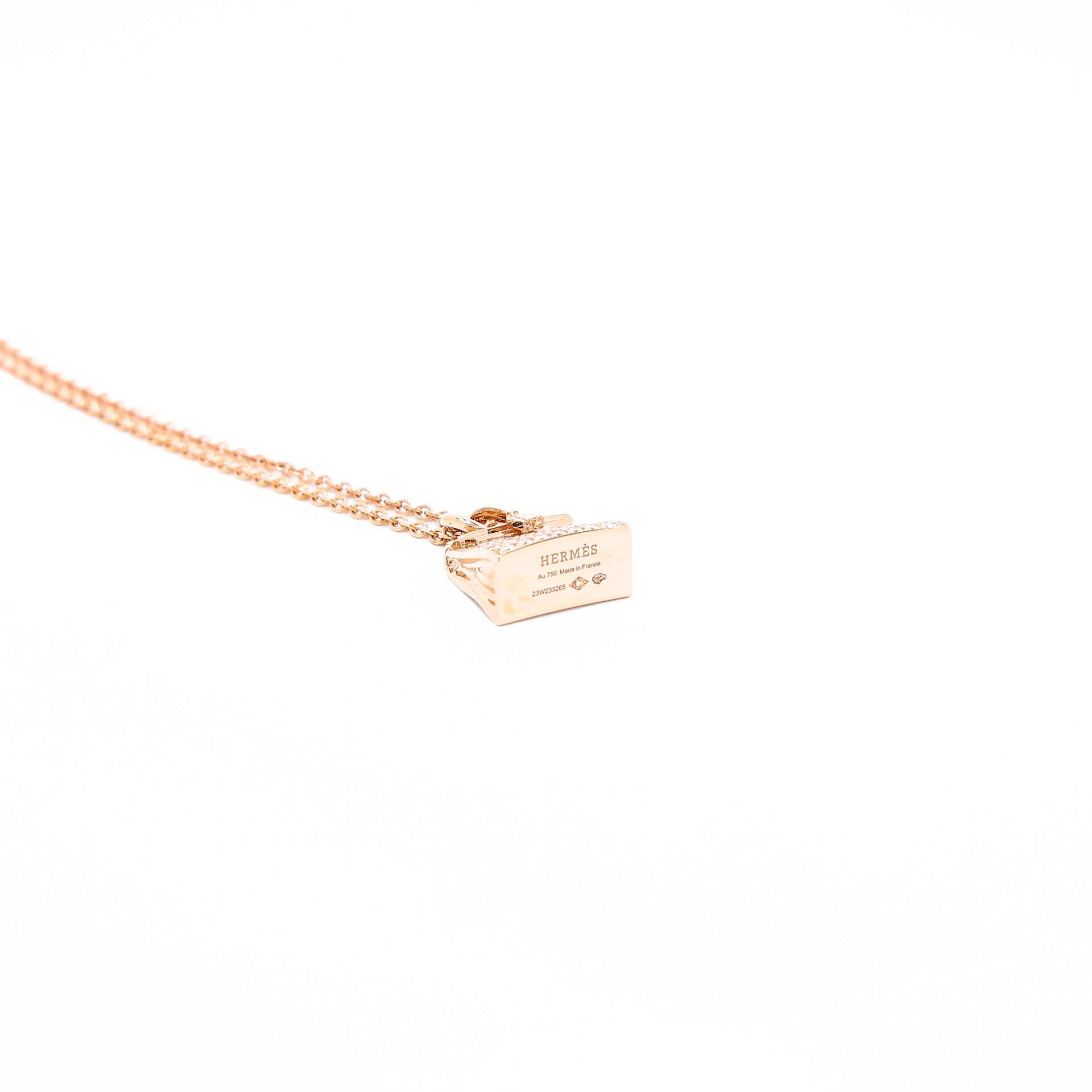 Brand New ( Rank N ) HERMÈS Amulettes Kelly Pendant Rose Gold 18K Rose Gold Diamond - 8