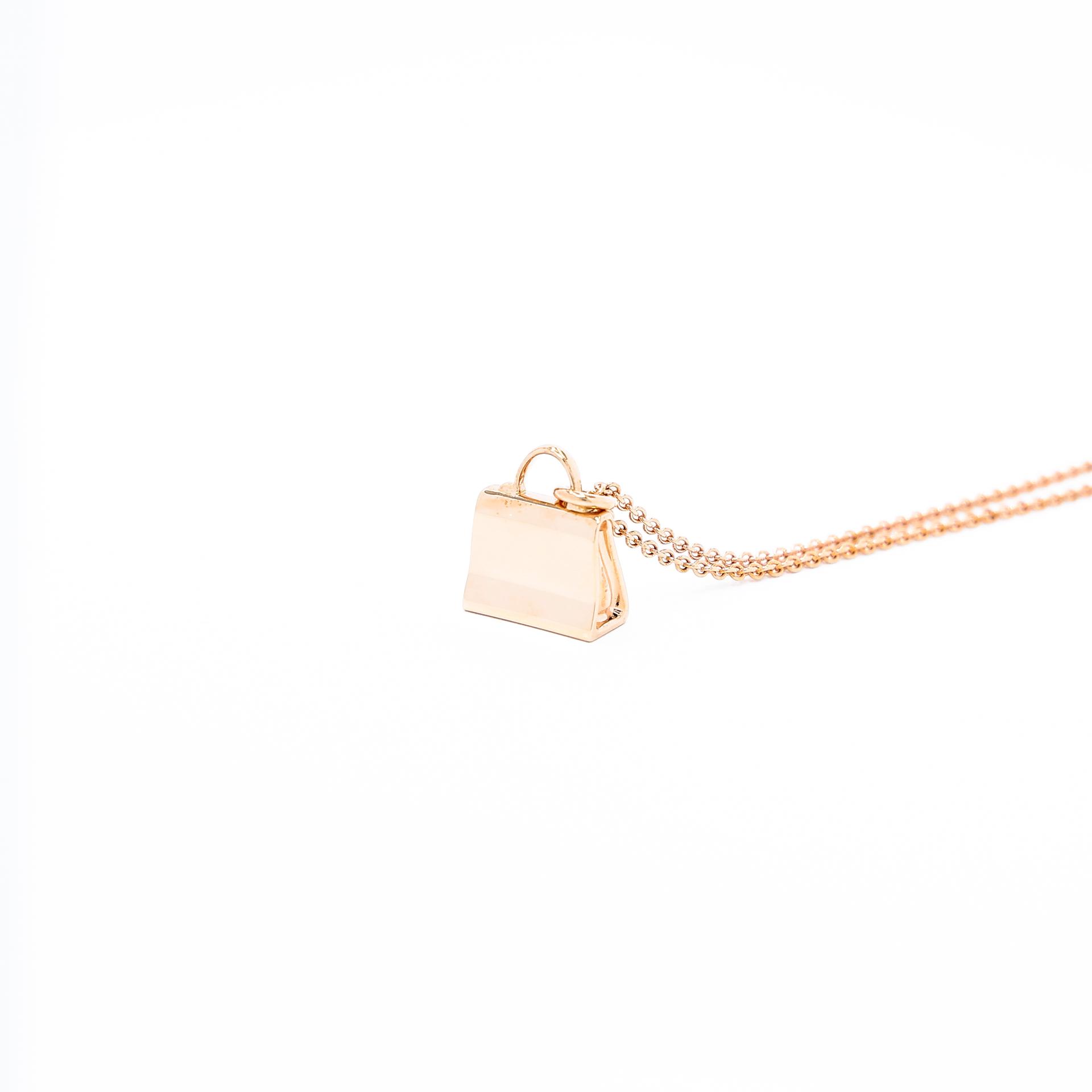 Brand New ( Rank N ) HERMÈS Amulettes Kelly Pendant Rose Gold 18K Rose Gold Diamond - 9