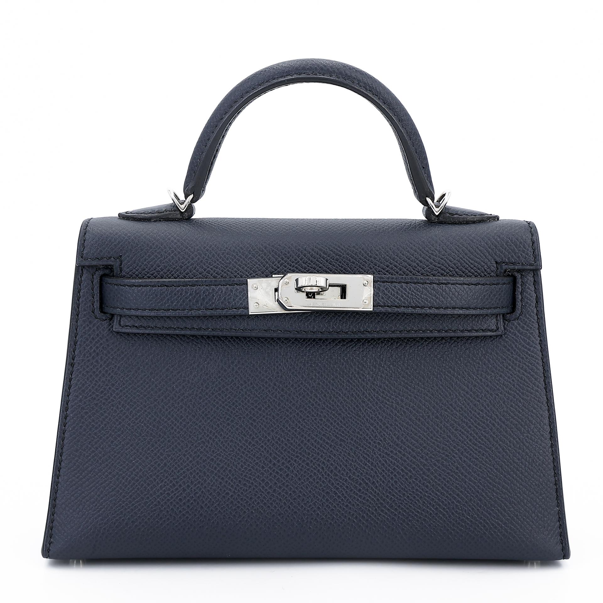 Excellent ( Rank SA )  HERMÈS  Mini Kelly II Bleu Indigo (76) Epsom Palladium hardware A (2017) - 1