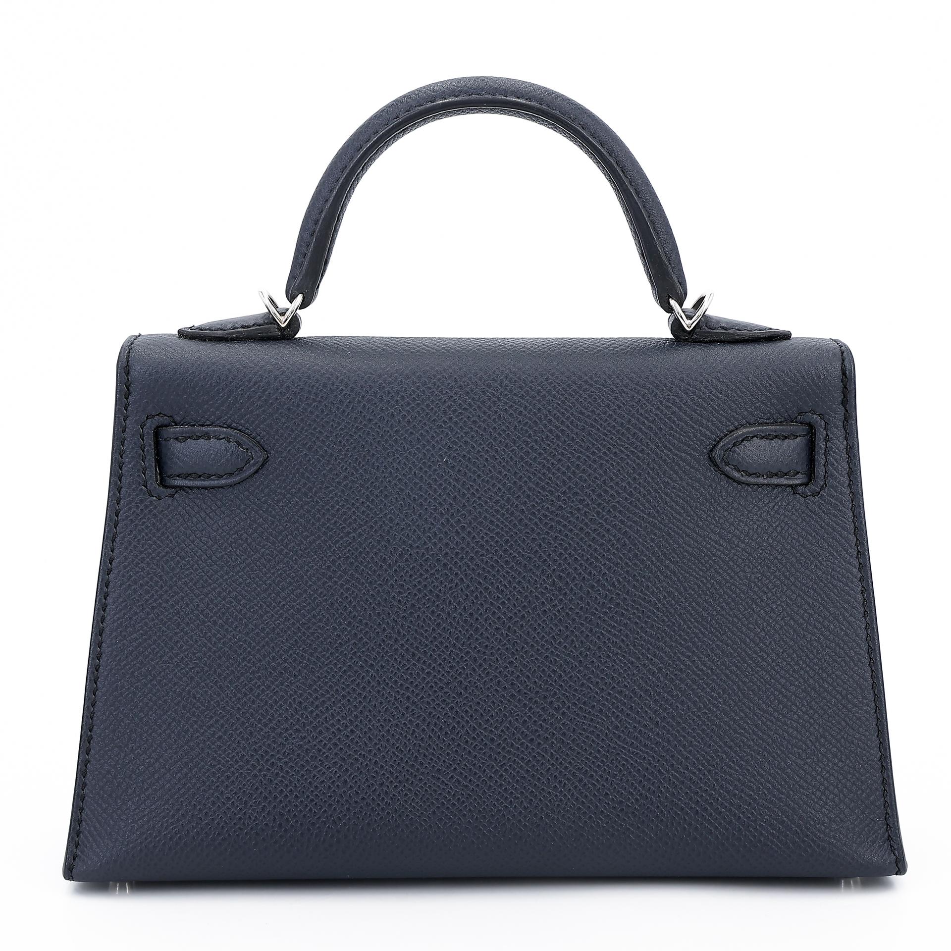Excellent ( Rank SA )  HERMÈS  Mini Kelly II Bleu Indigo (76) Epsom Palladium hardware A (2017) - 2
