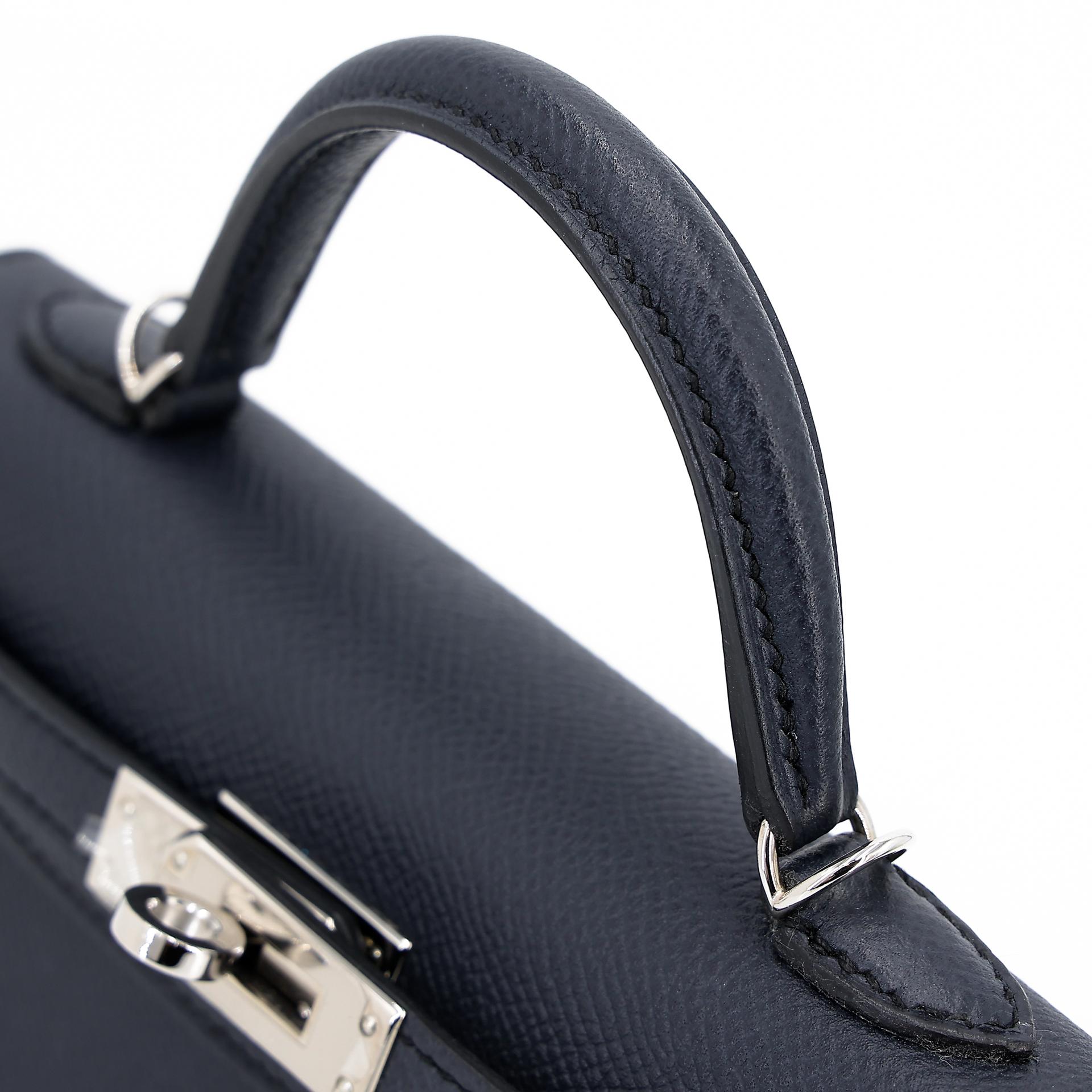 Excellent ( Rank SA )  HERMÈS  Mini Kelly II Bleu Indigo (76) Epsom Palladium hardware A (2017) - 3