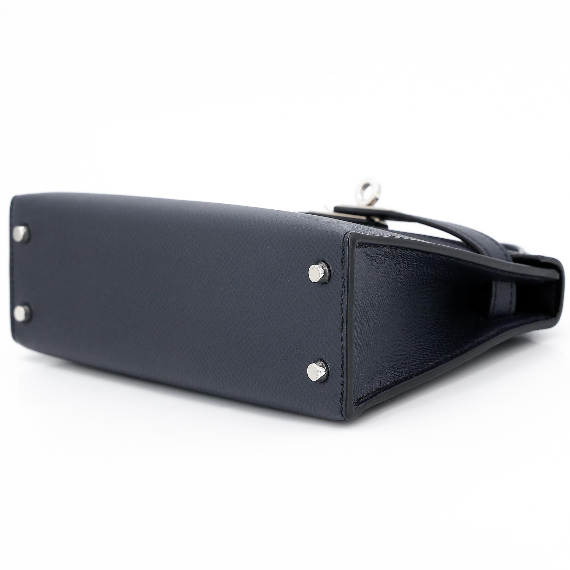 Excellent ( Rank SA )  HERMÈS  Mini Kelly II Bleu Indigo (76) Epsom Palladium hardware A (2017) - 4