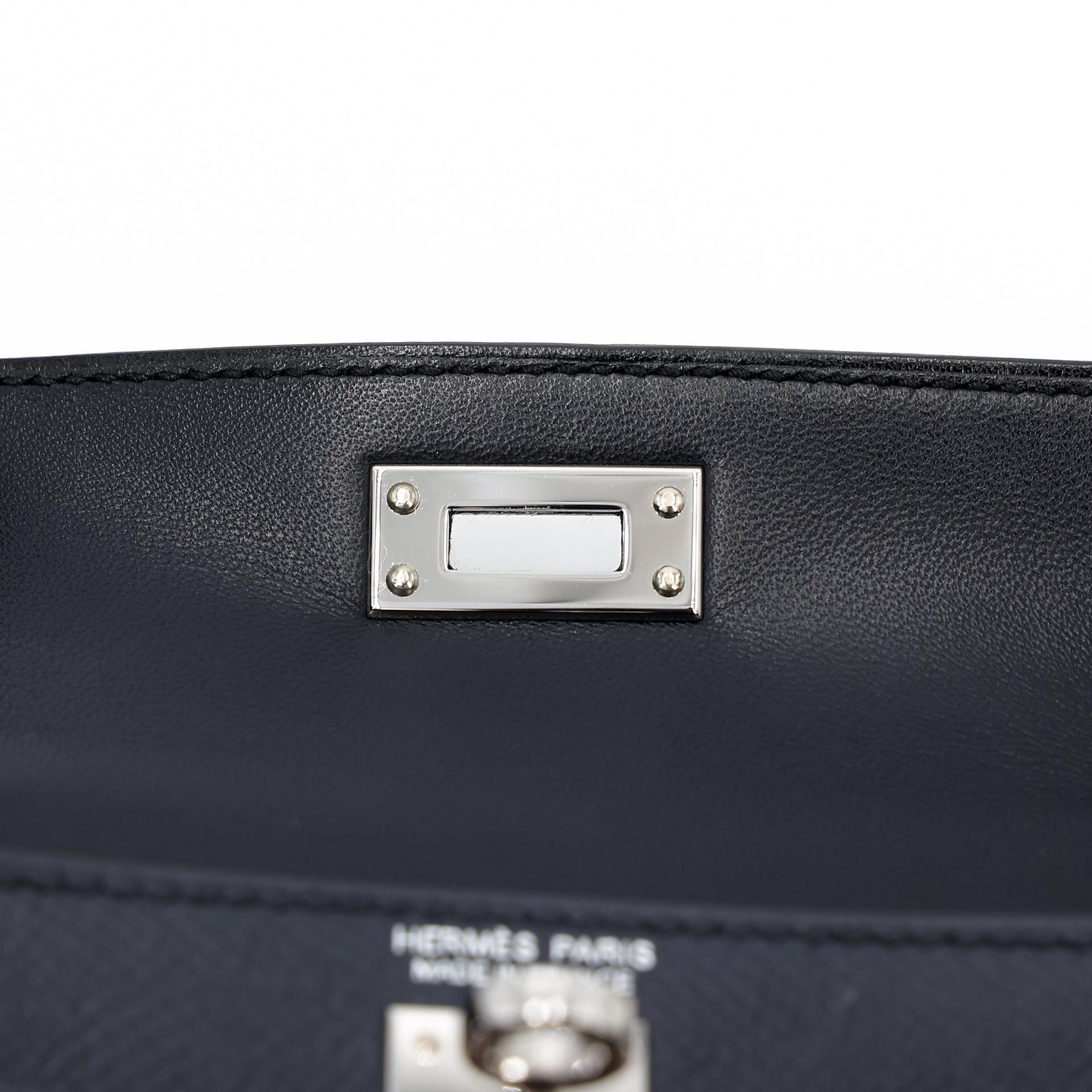 Excellent ( Rank SA )  HERMÈS  Mini Kelly II Bleu Indigo (76) Epsom Palladium hardware A (2017) - 12
