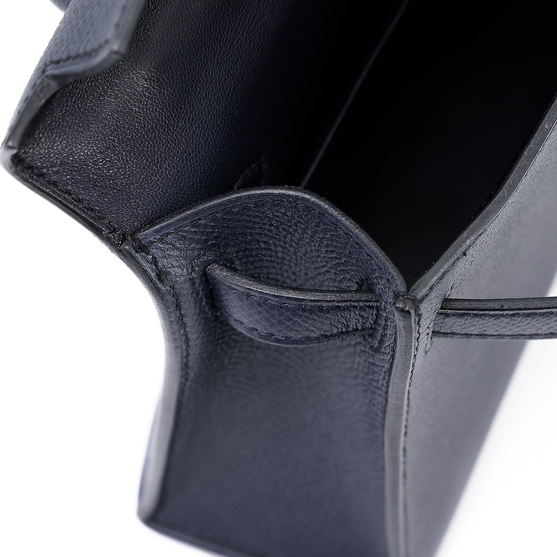 Excellent ( Rank SA )  HERMÈS  Mini Kelly II Bleu Indigo (76) Epsom Palladium hardware A (2017) - 16