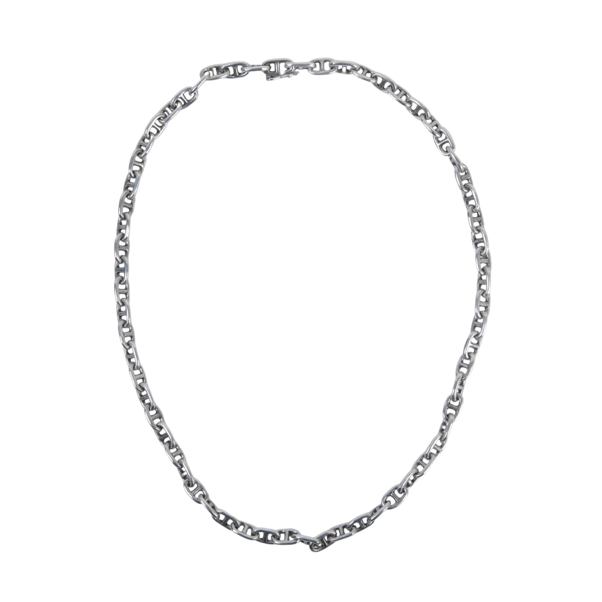 Very Good ( Rank A) HERMÈS Chaine d'ancre TPM vintage necklace Silver Palladium hardware - 1