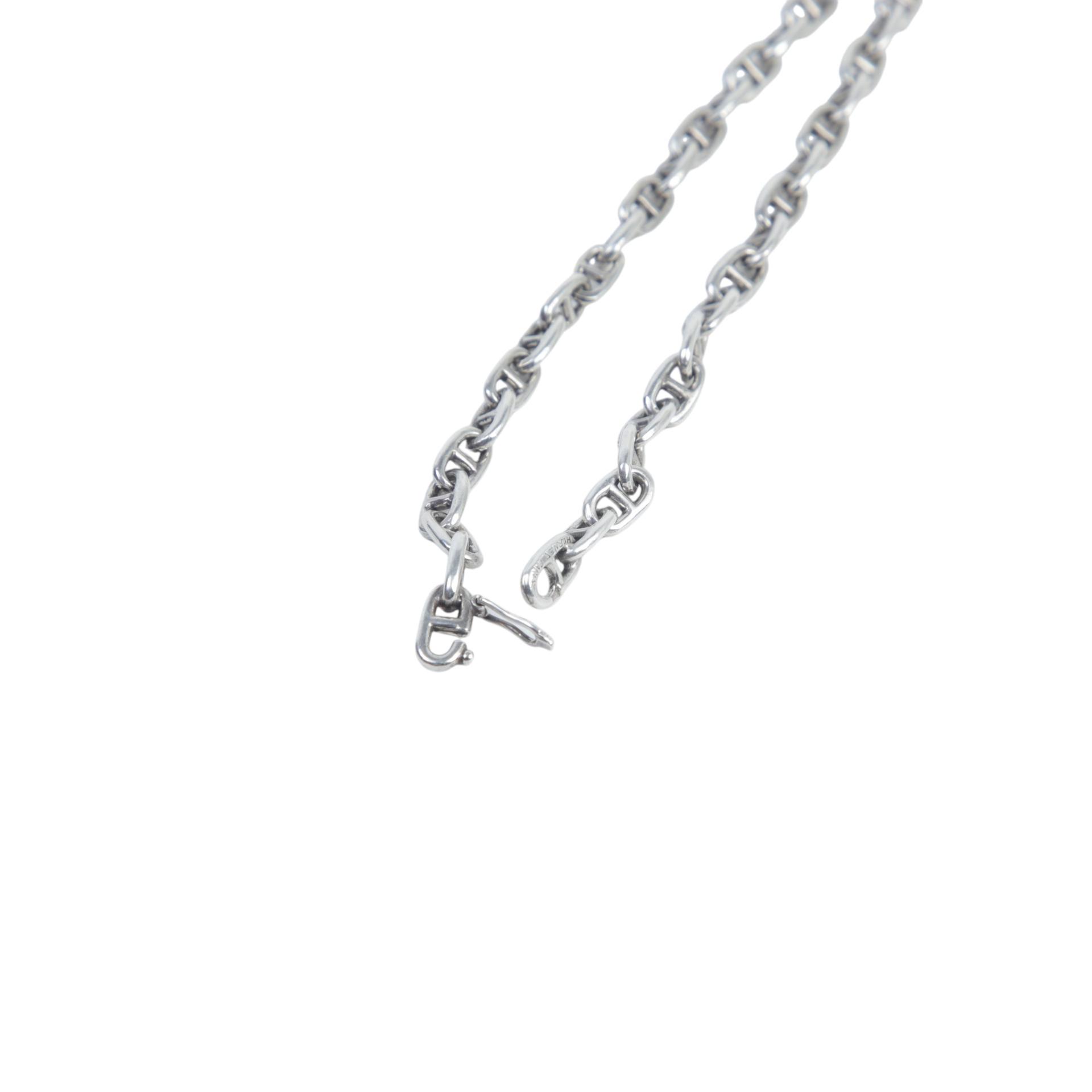 Very Good ( Rank A) HERMÈS Chaine d'ancre TPM vintage necklace Silver Palladium hardware - 3