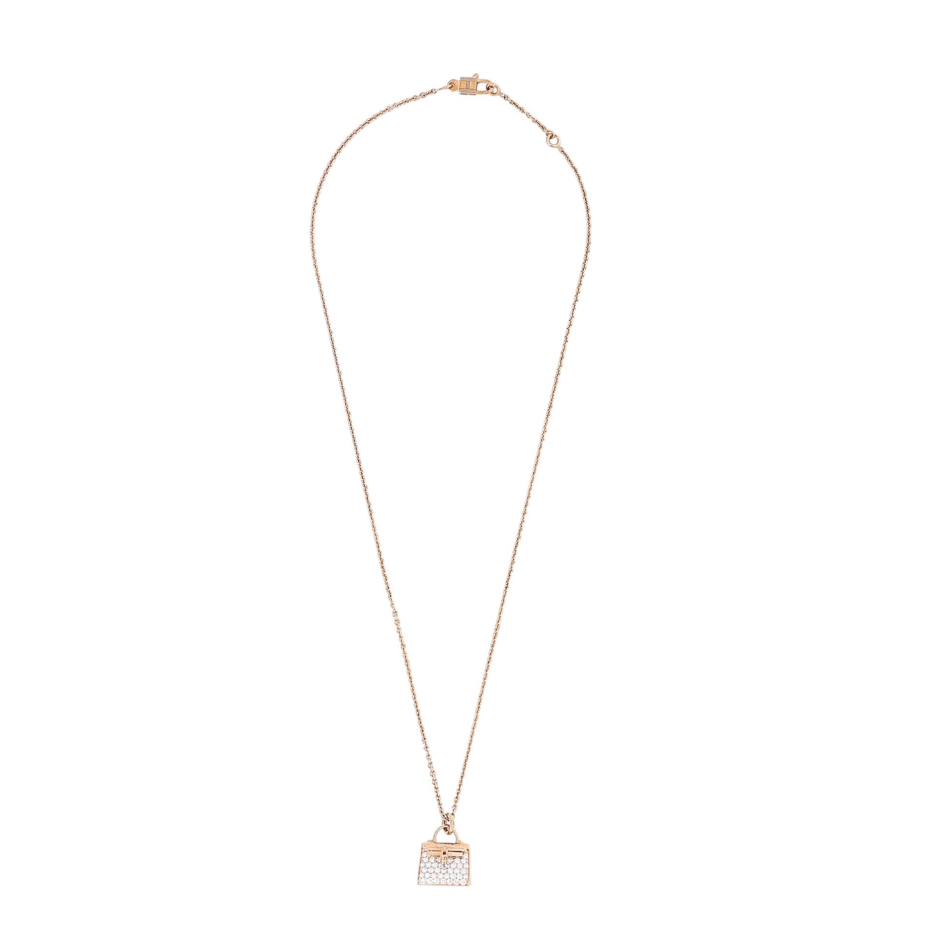 Brand New ( Rank N ) HERMÈS Amulettes Kelly Pendant Rose Gold 18K Rose Gold Diamond - 1