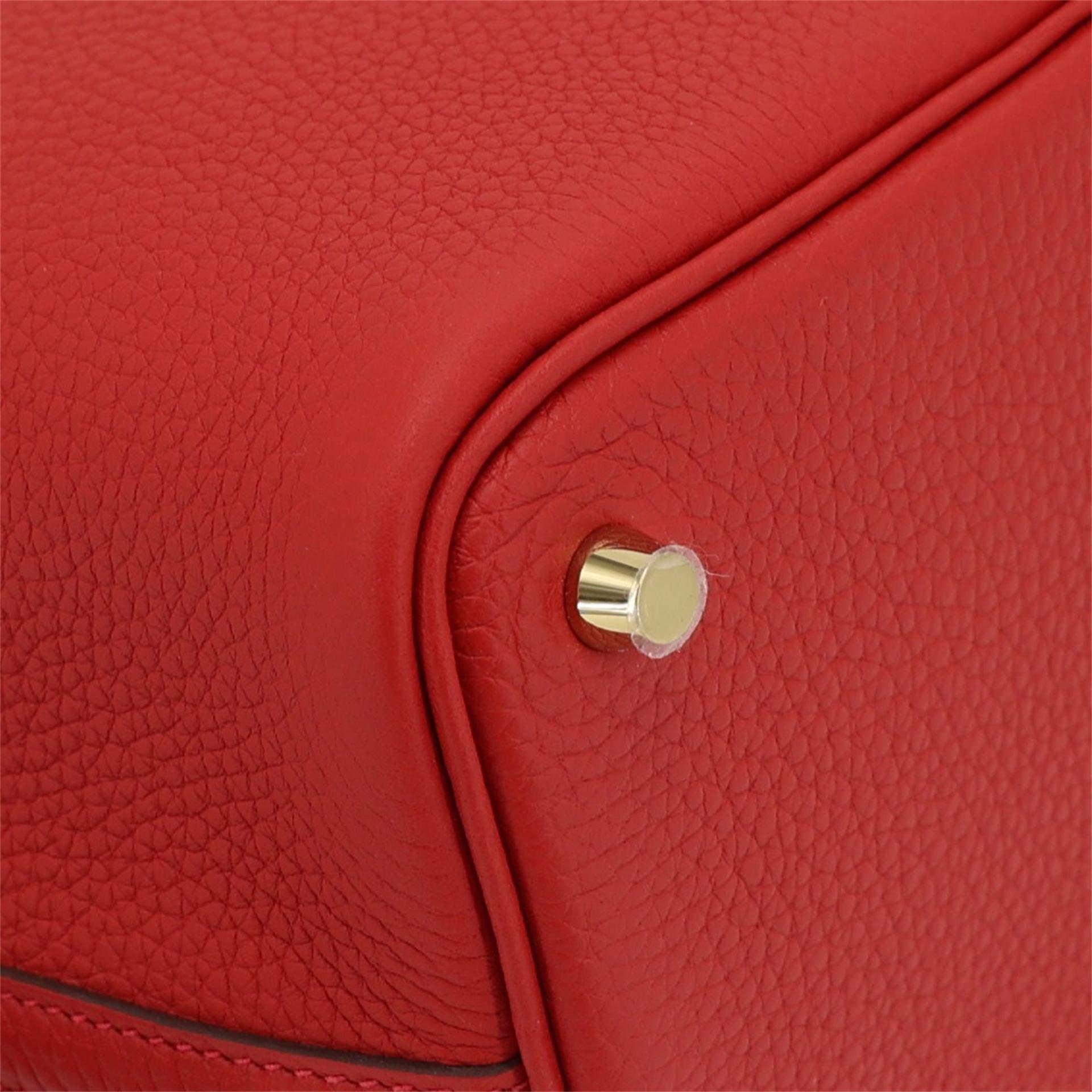 全新 HERMÈS 愛馬仕 Picotin 菜籃子 PM 18 5E 朱砂紅 Vermillon Clemence小牛皮 金扣 W刻 2024年 - 7