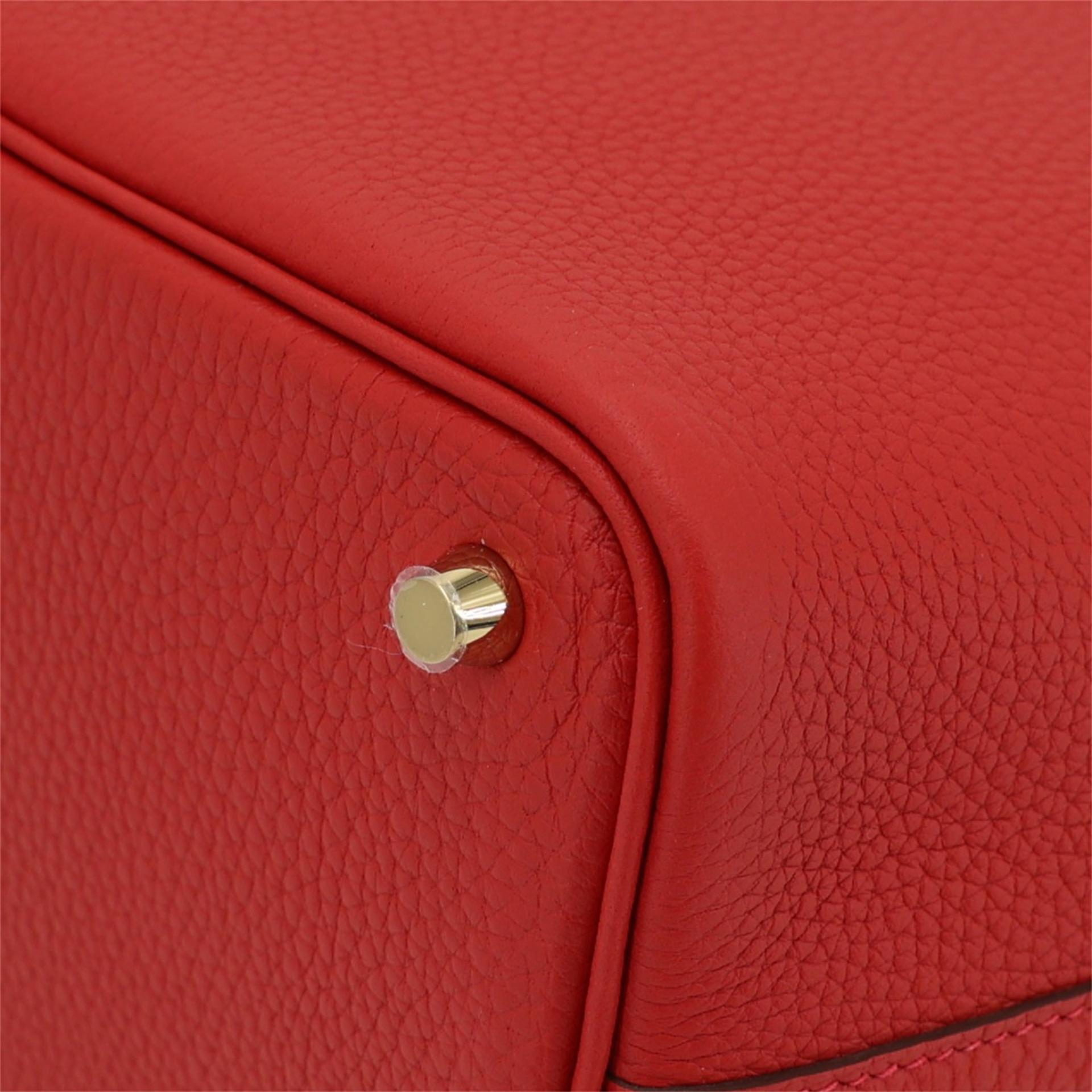 全新 HERMÈS 愛馬仕 Picotin 菜籃子 PM 18 5E 朱砂紅 Vermillon Clemence小牛皮 金扣 W刻 2024年 - 8