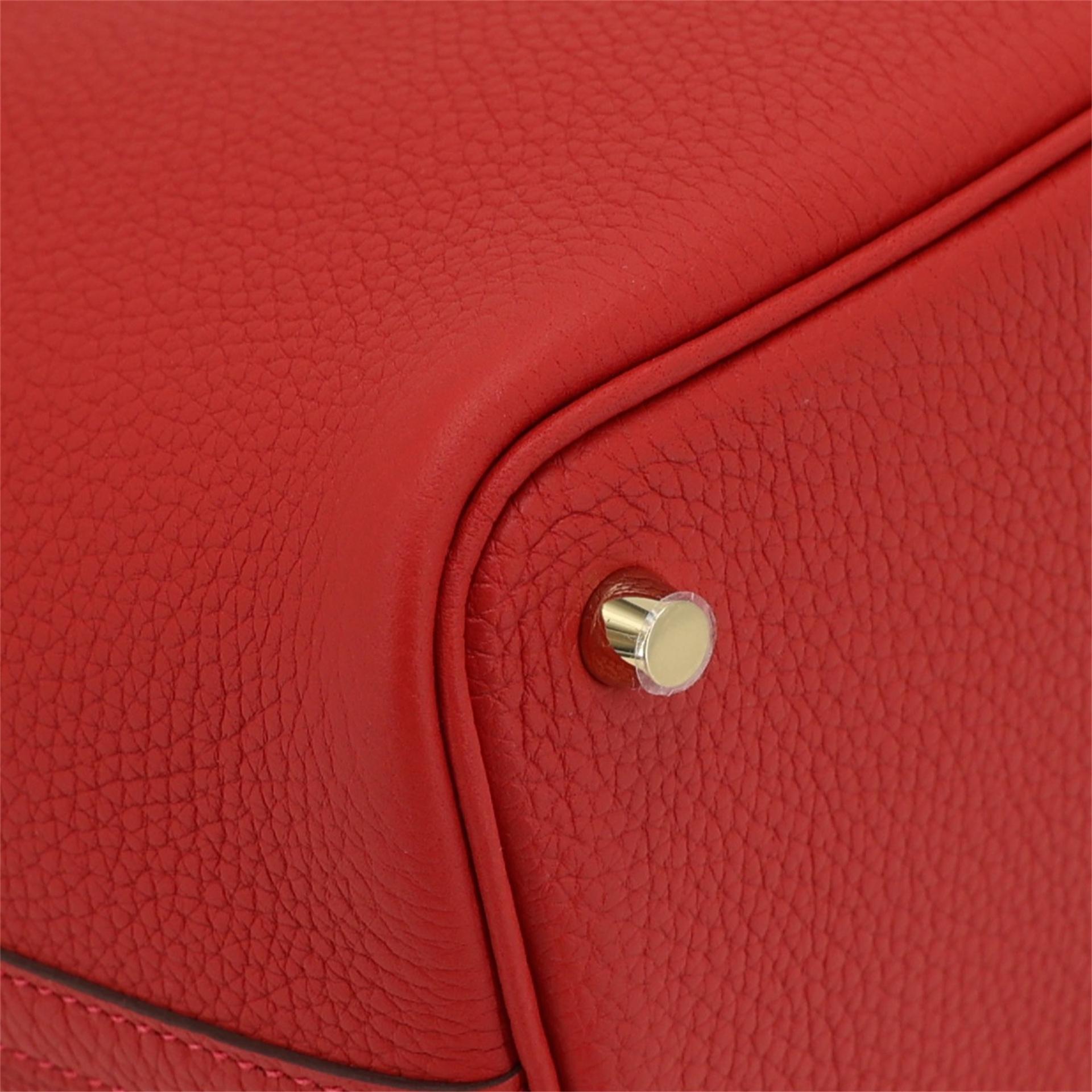 全新 HERMÈS 愛馬仕 Picotin 菜籃子 PM 18 5E 朱砂紅 Vermillon Clemence小牛皮 金扣 W刻 2024年 - 9
