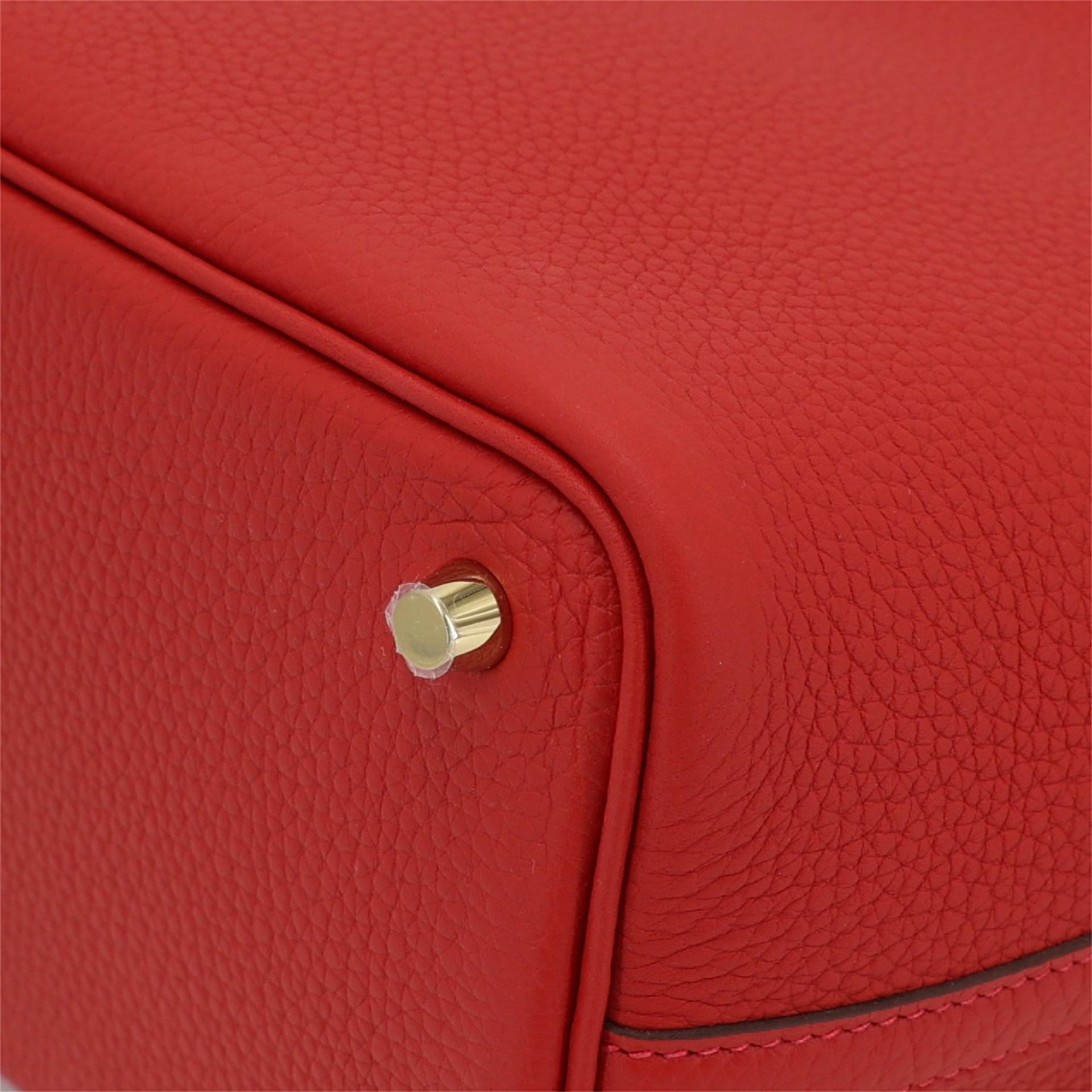 全新 HERMÈS 愛馬仕 Picotin 菜籃子 PM 18 5E 朱砂紅 Vermillon Clemence小牛皮 金扣 W刻 2024年 - 10