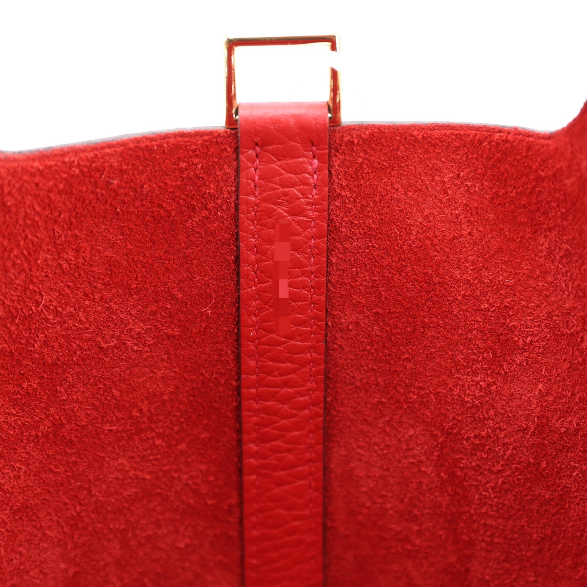 全新 HERMÈS 愛馬仕 Picotin 菜籃子 PM 18 5E 朱砂紅 Vermillon Clemence小牛皮 金扣 W刻 2024年 - 14