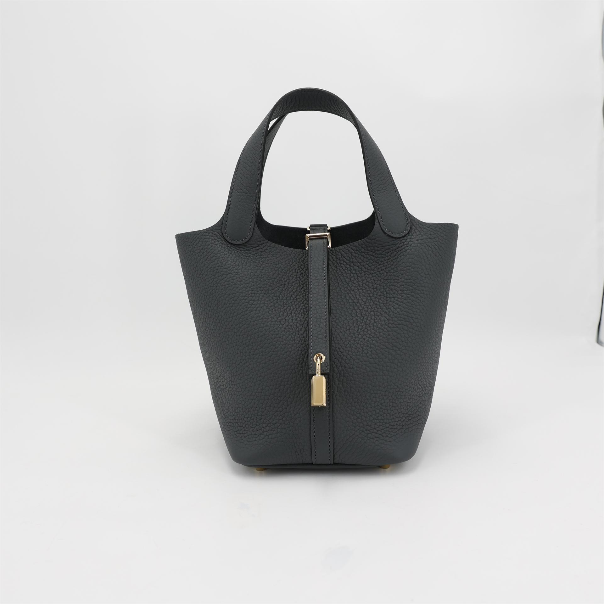 Brand New ( Rank N ) HERMÈS Picotin Lock PM Gris misty (H0) Clemence Permabrass hardware W (2024) - 5