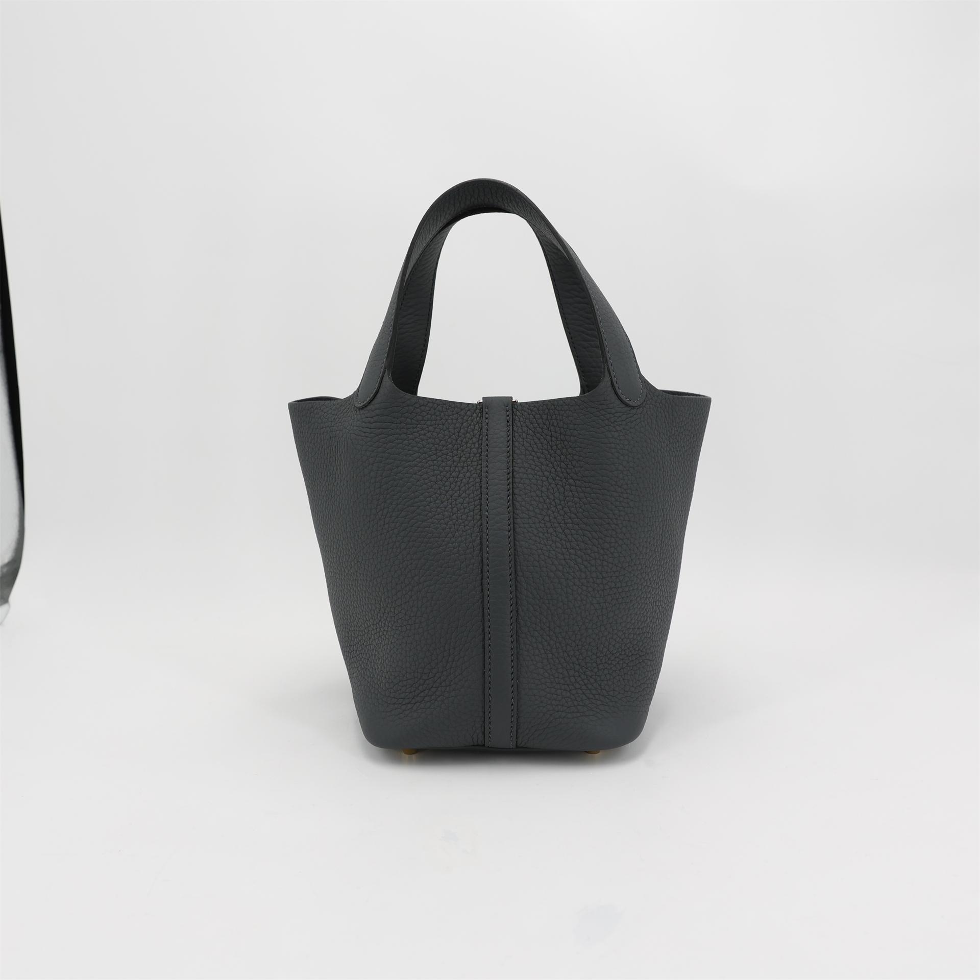 Brand New ( Rank N ) HERMÈS Picotin Lock PM Gris misty (H0) Clemence Permabrass hardware W (2024) - 6