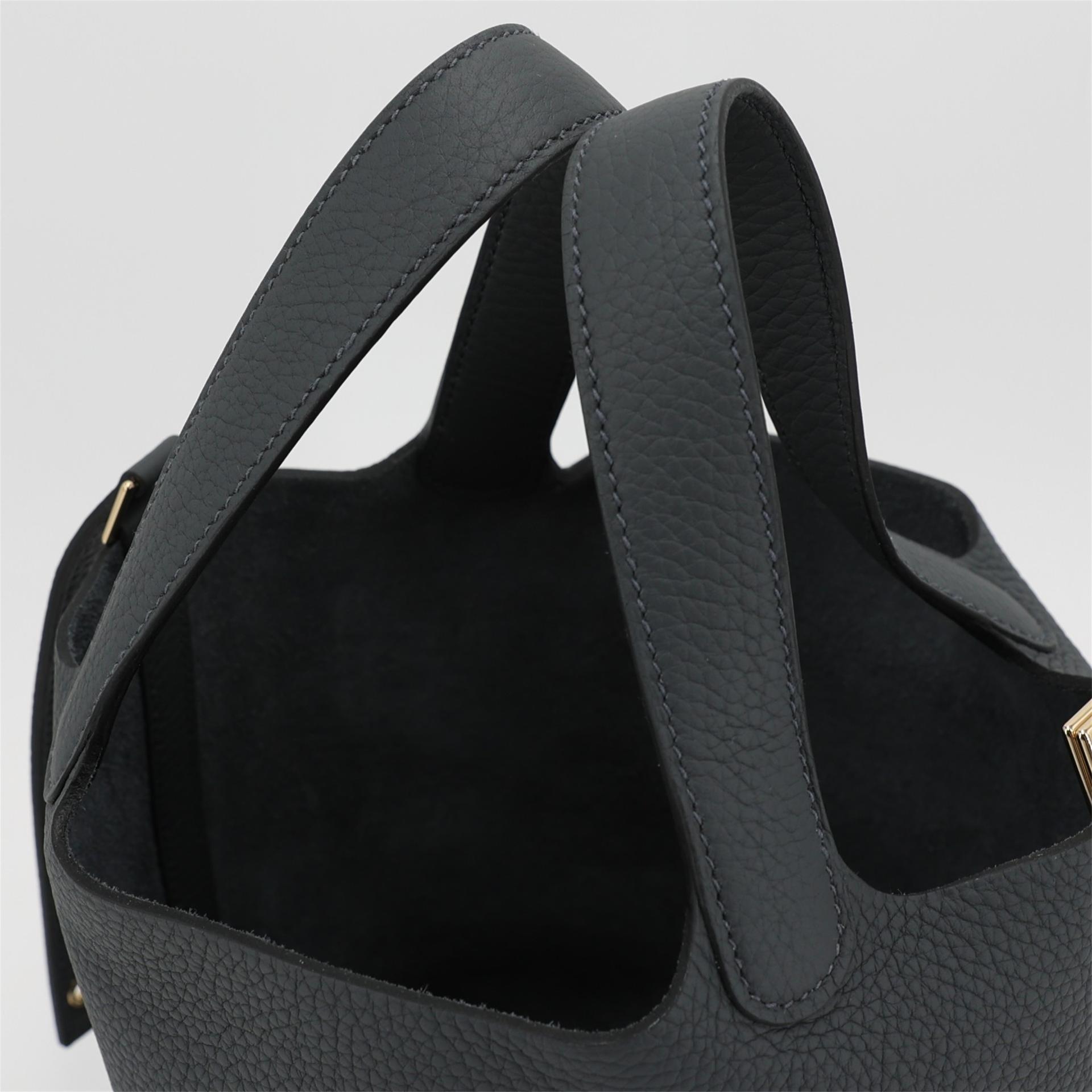 Brand New ( Rank N ) HERMÈS Picotin Lock PM Gris misty (H0) Clemence Permabrass hardware W (2024) - 14