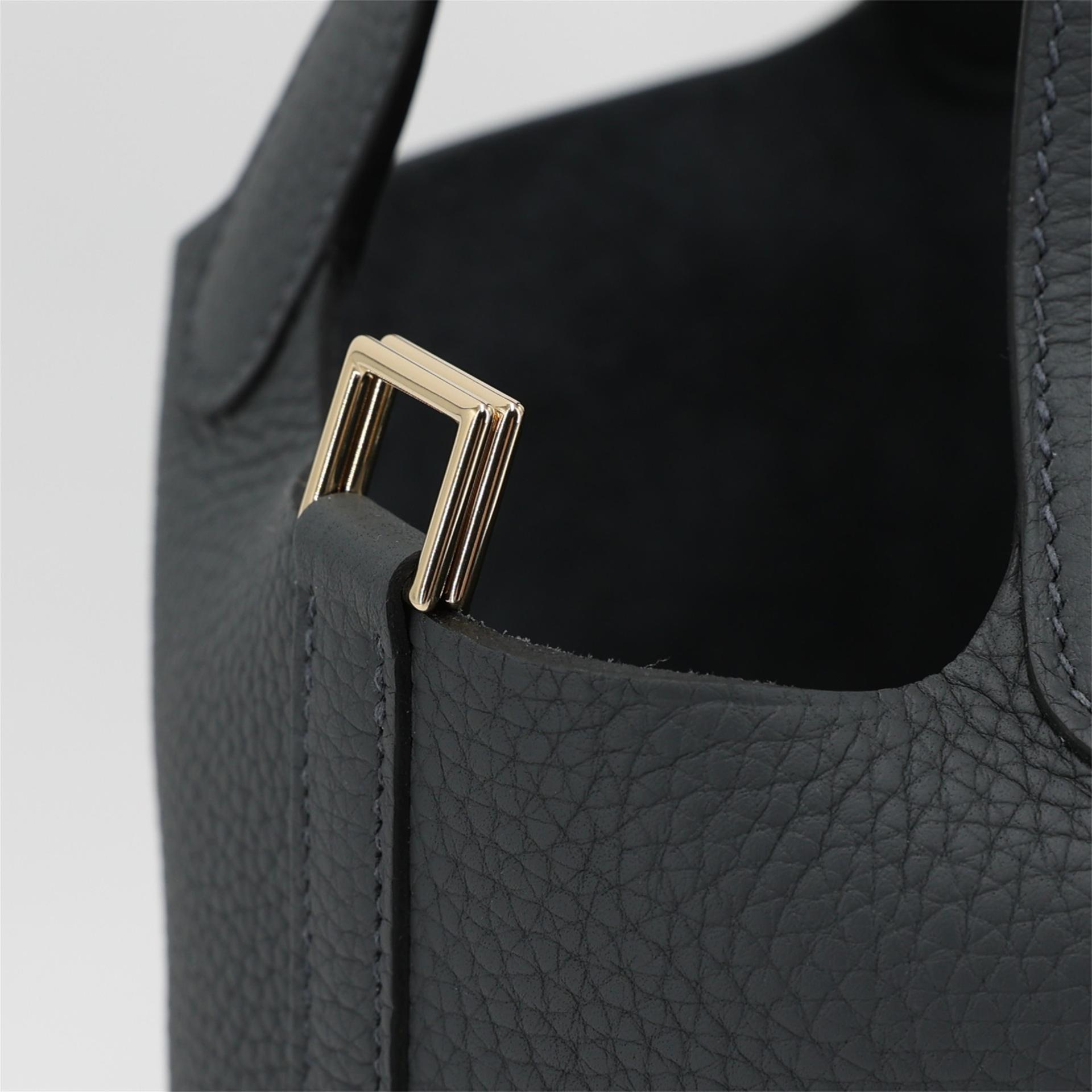 Brand New ( Rank N ) HERMÈS Picotin Lock PM Gris misty (H0) Clemence Permabrass hardware W (2024) - 15