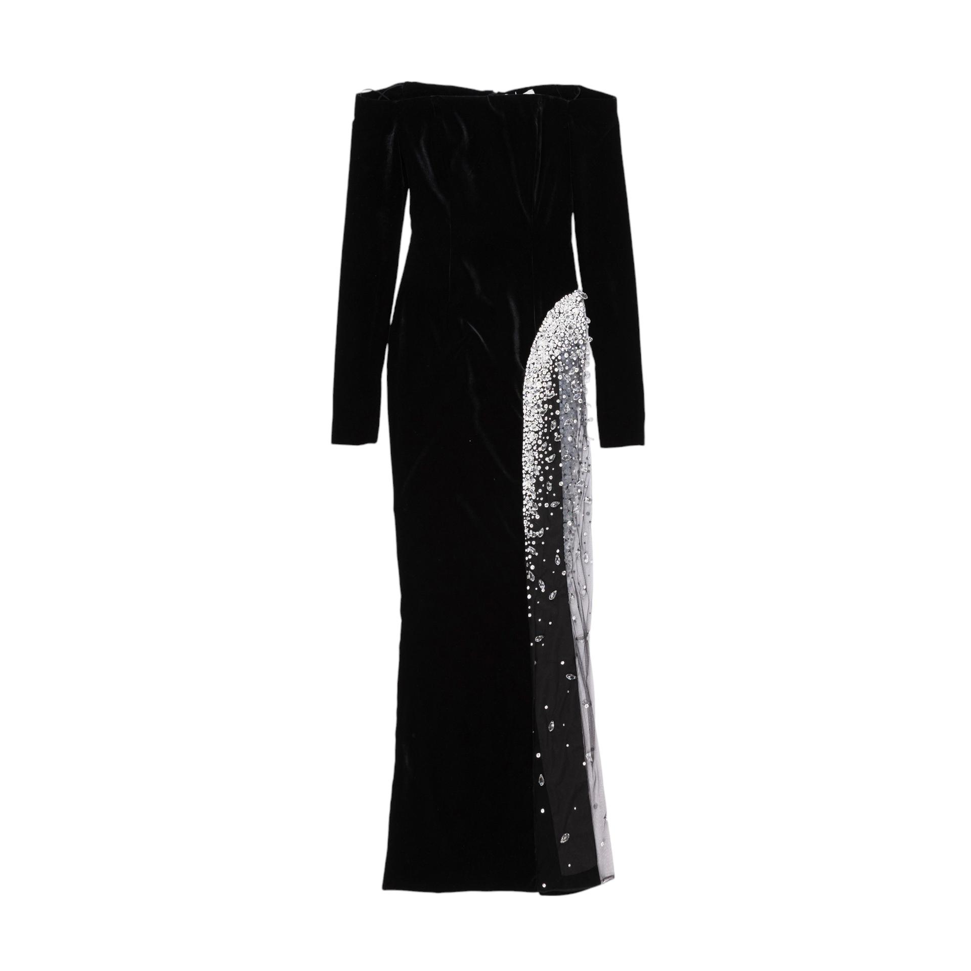 Excellent ( Rank SA )JEAN-LOUIS SABAJI Velvet Crystal-Embellished Dress  Black - 1