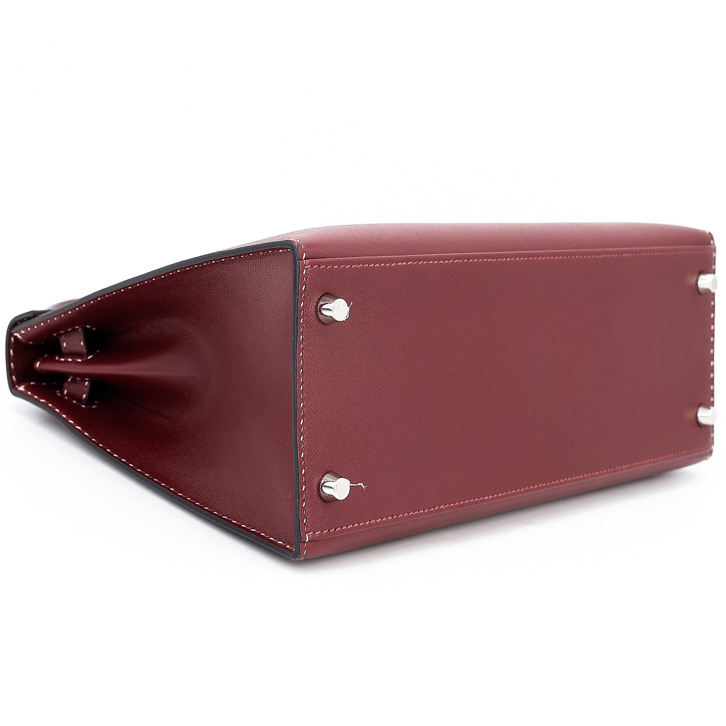 A美品 HERMÈS 爱马仕 限量收藏款 Kelly 28 外缝 Miss You 55 爱马仕红 Rouge H Monsieur皮 银扣 C刻 2018年 - 5