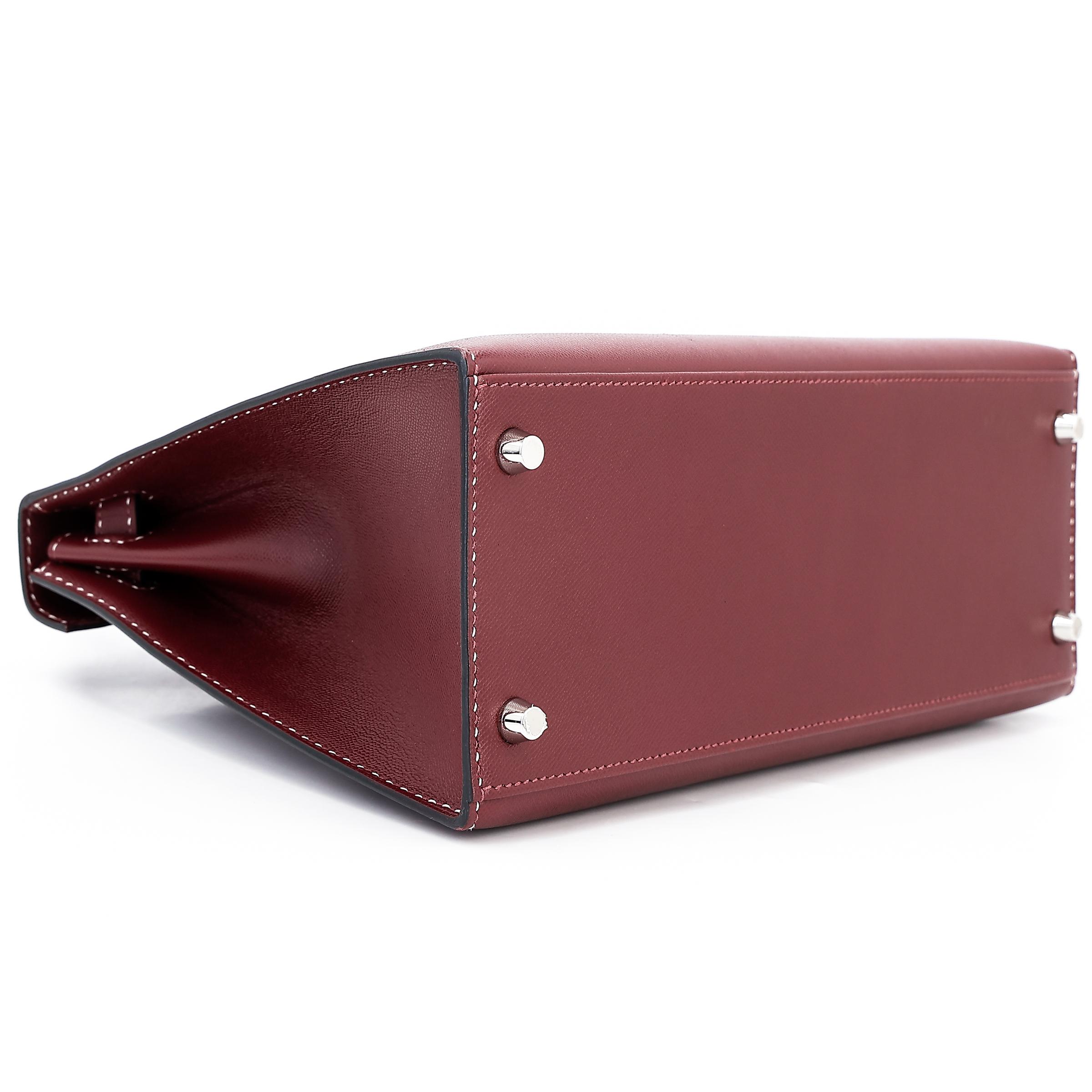 A美品 HERMÈS 爱马仕 限量收藏款 Kelly 28 外缝 Miss You 55 爱马仕红 Rouge H Monsieur皮 银扣 C刻 2018年 - 7