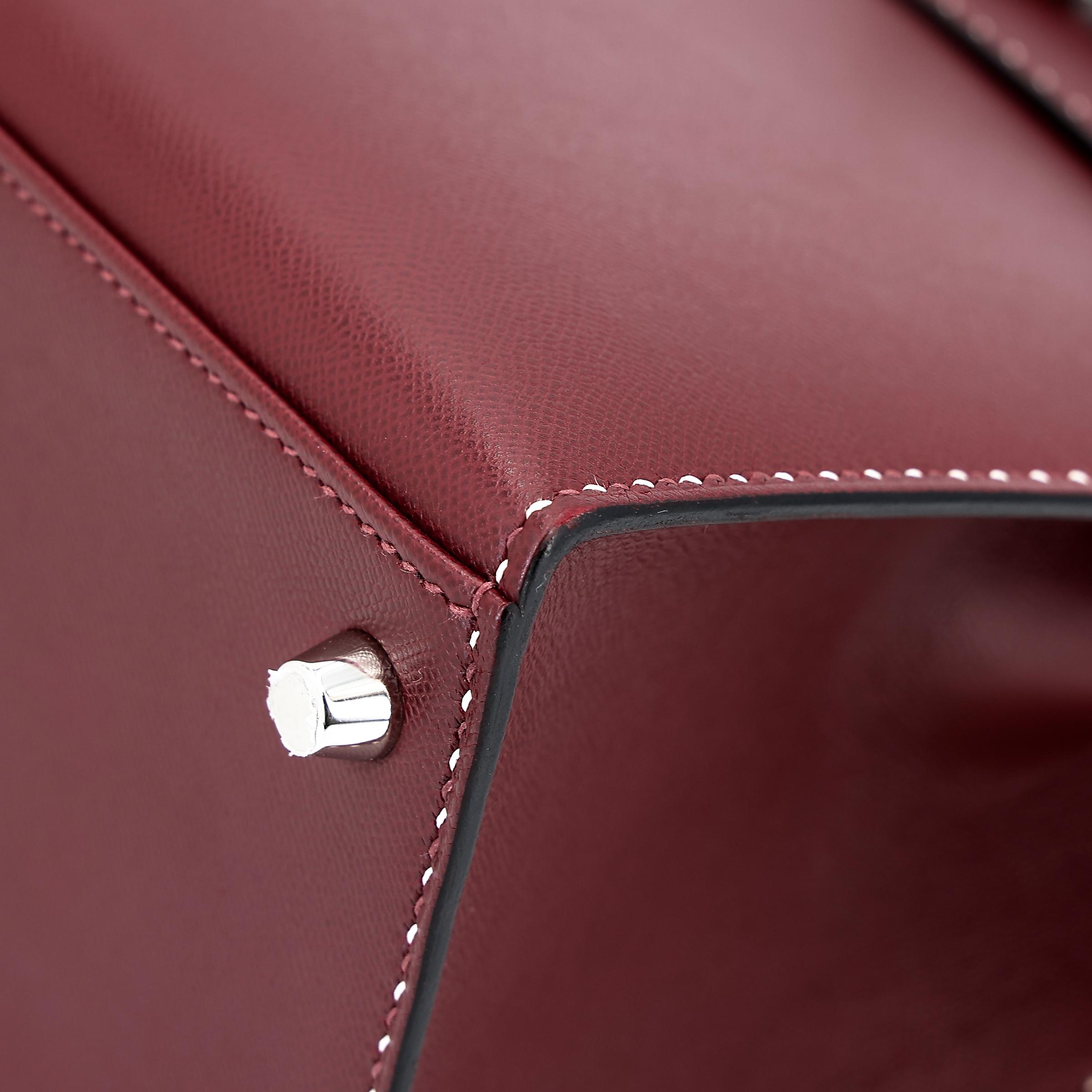 A美品 HERMÈS 爱马仕 限量收藏款 Kelly 28 外缝 Miss You 55 爱马仕红 Rouge H Monsieur皮 银扣 C刻 2018年 - 8