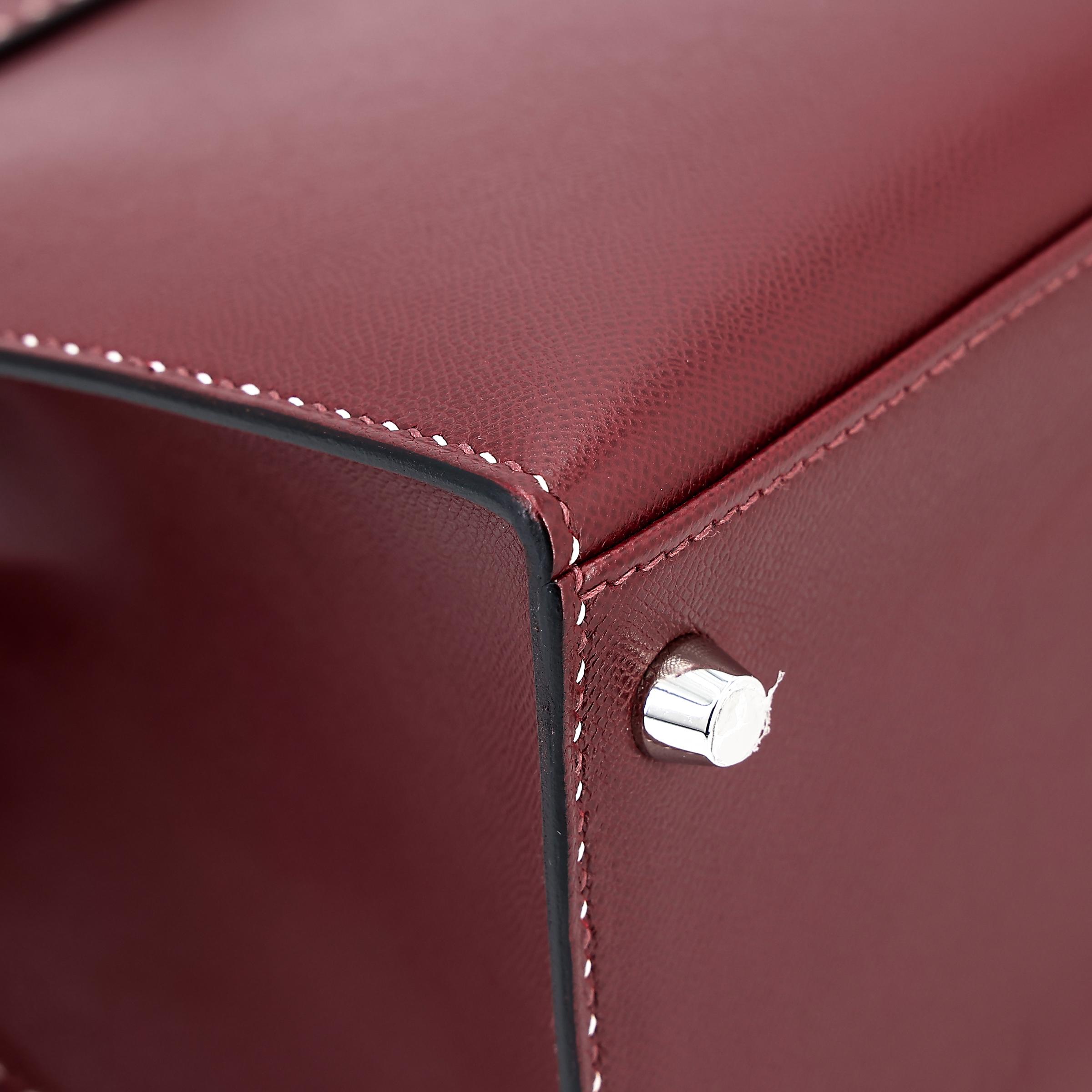 A美品 HERMÈS 爱马仕 限量收藏款 Kelly 28 外缝 Miss You 55 爱马仕红 Rouge H Monsieur皮 银扣 C刻 2018年 - 9