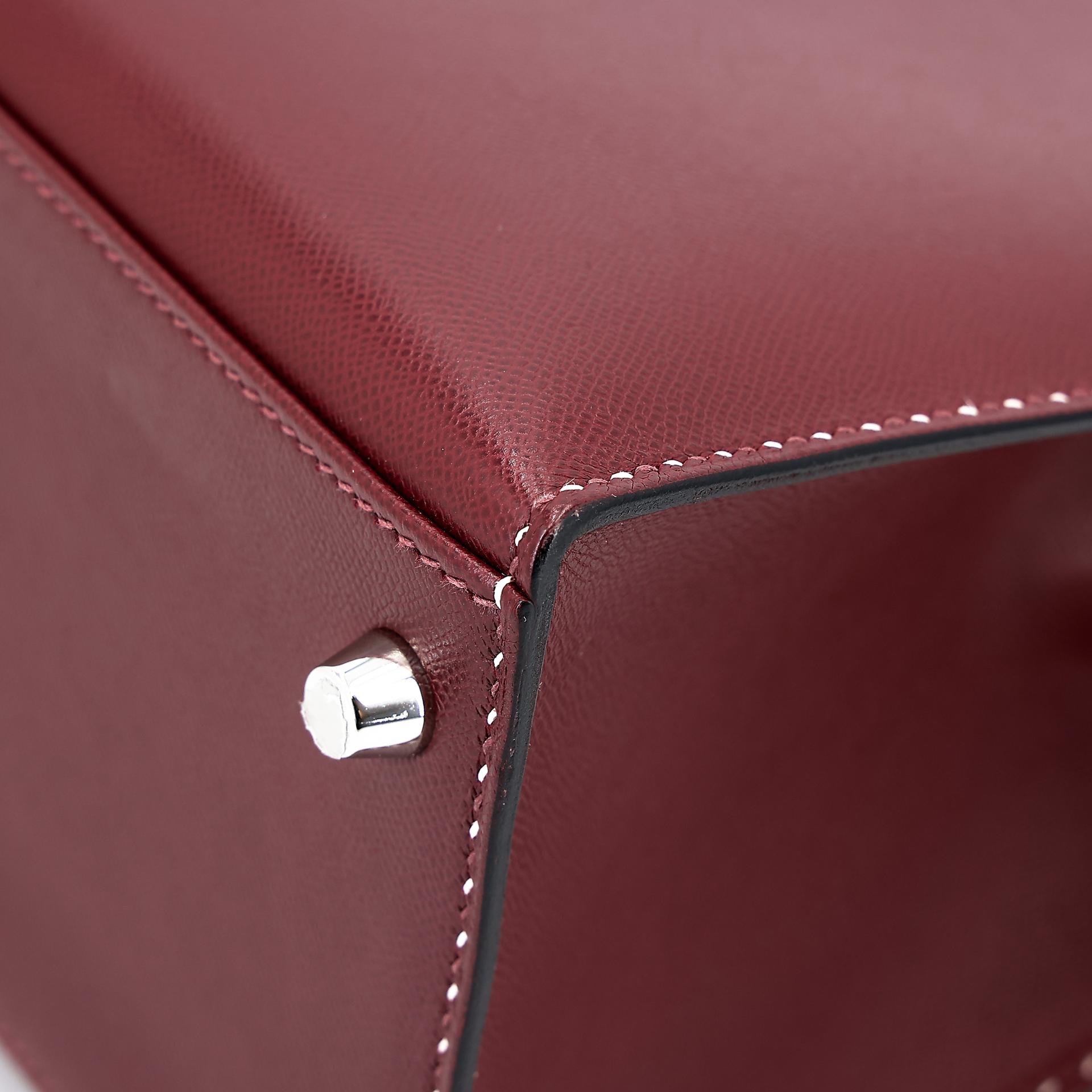 Very Good ( Rank A) HERMÈS Limited Edition Kelly 28 Sellier Miss You Rouge H (55) Monsieur Palladium hardware C (2018) - 10