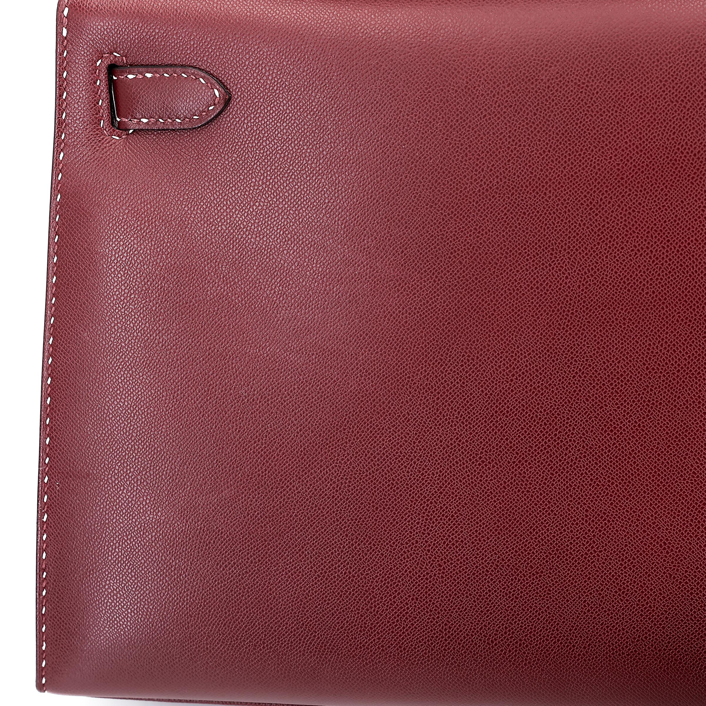 A美品 HERMÈS 爱马仕 限量收藏款 Kelly 28 外缝 Miss You 55 爱马仕红 Rouge H Monsieur皮 银扣 C刻 2018年 - 15