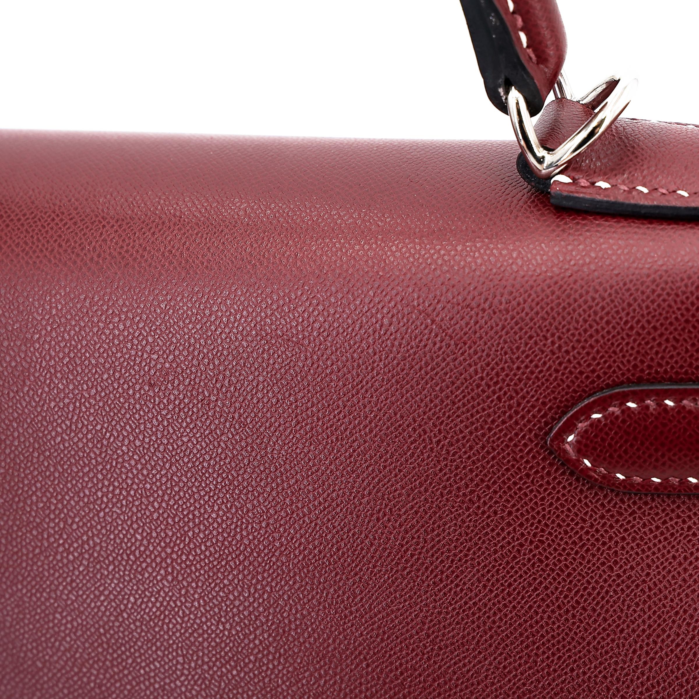 A美品 HERMÈS 爱马仕 限量收藏款 Kelly 28 外缝 Miss You 55 爱马仕红 Rouge H Monsieur皮 银扣 C刻 2018年 - 16