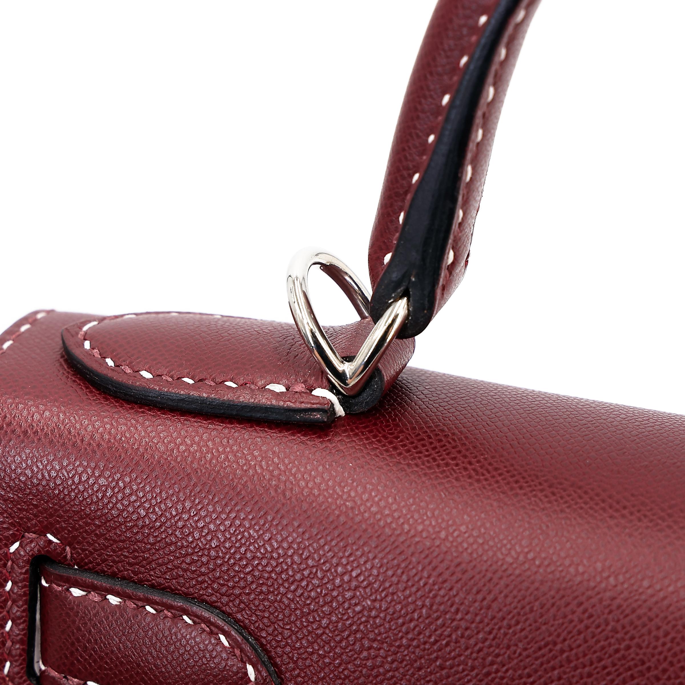 A美品 HERMÈS 爱马仕 限量收藏款 Kelly 28 外缝 Miss You 55 爱马仕红 Rouge H Monsieur皮 银扣 C刻 2018年 - 18