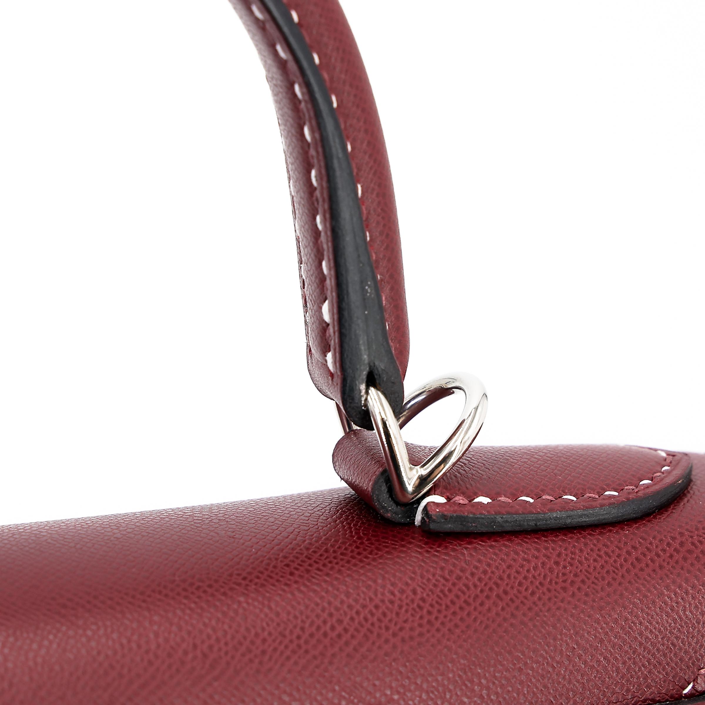 A美品 HERMÈS 爱马仕 限量收藏款 Kelly 28 外缝 Miss You 55 爱马仕红 Rouge H Monsieur皮 银扣 C刻 2018年 - 19