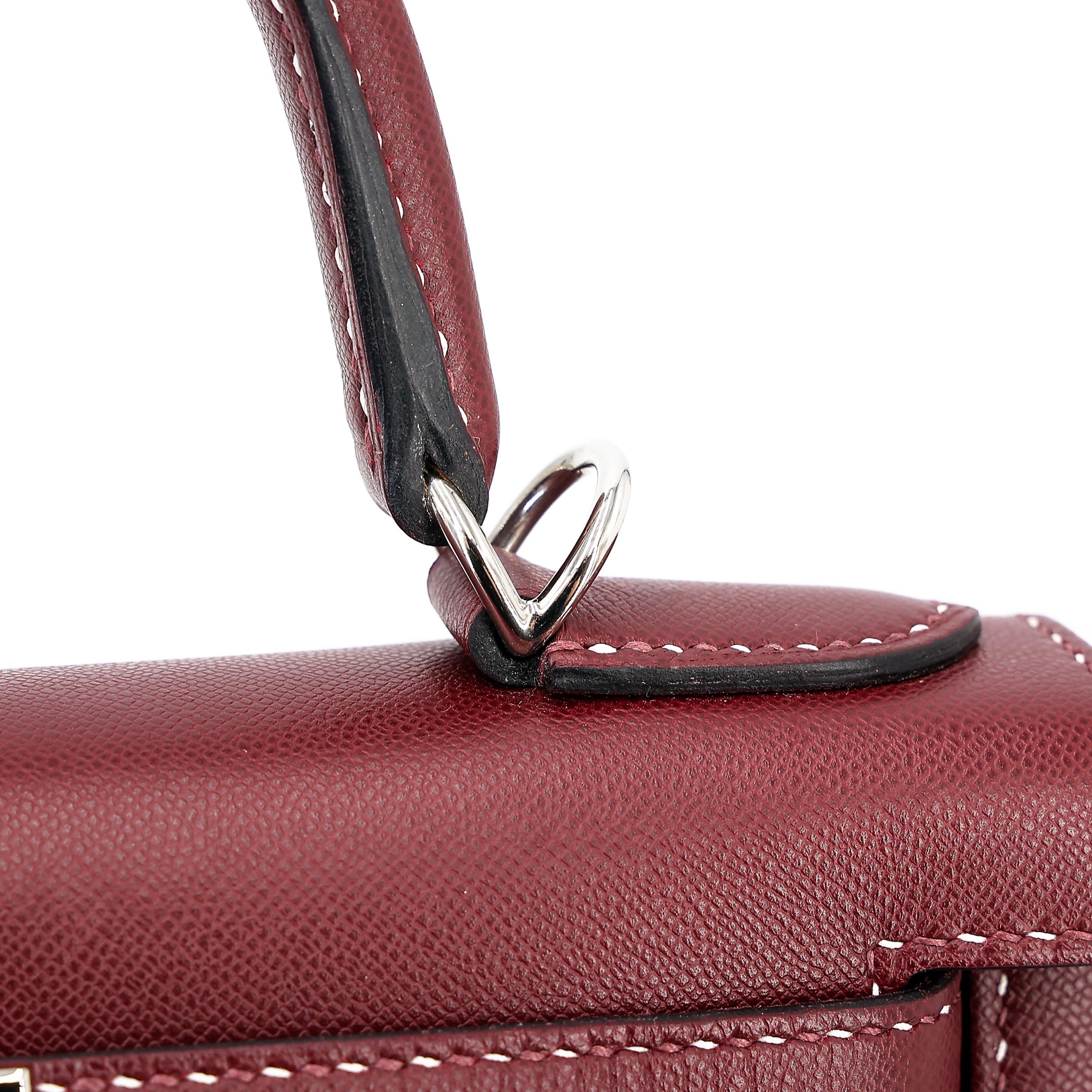 A美品 HERMÈS 爱马仕 限量收藏款 Kelly 28 外缝 Miss You 55 爱马仕红 Rouge H Monsieur皮 银扣 C刻 2018年 - 20