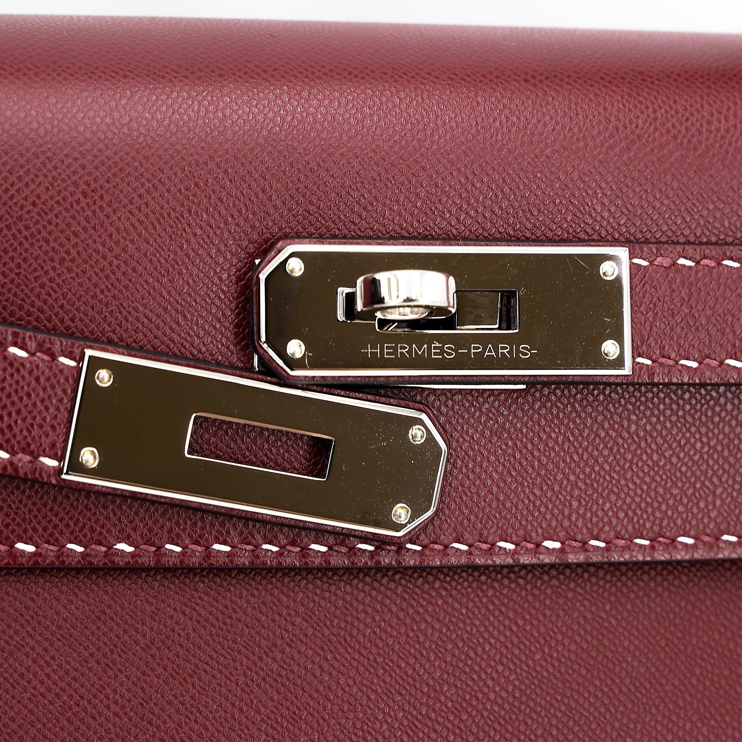 A美品 HERMÈS 爱马仕 限量收藏款 Kelly 28 外缝 Miss You 55 爱马仕红 Rouge H Monsieur皮 银扣 C刻 2018年 - 23