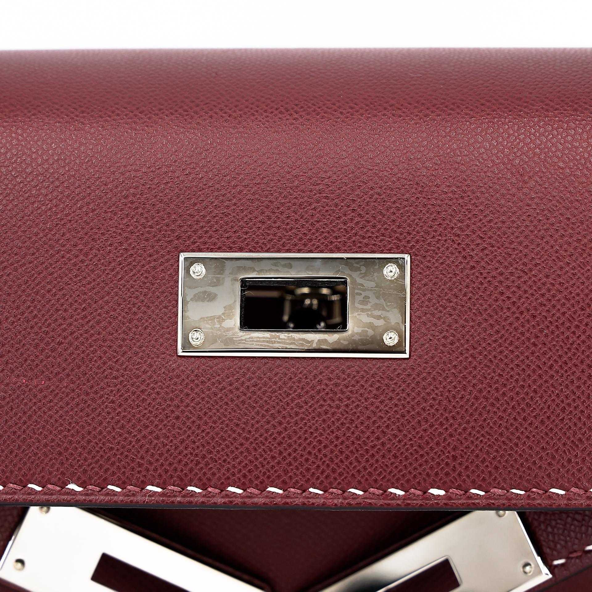 Very Good ( Rank A) HERMÈS Limited Edition Kelly 28 Sellier Miss You Rouge H (55) Monsieur Palladium hardware C (2018) - 24