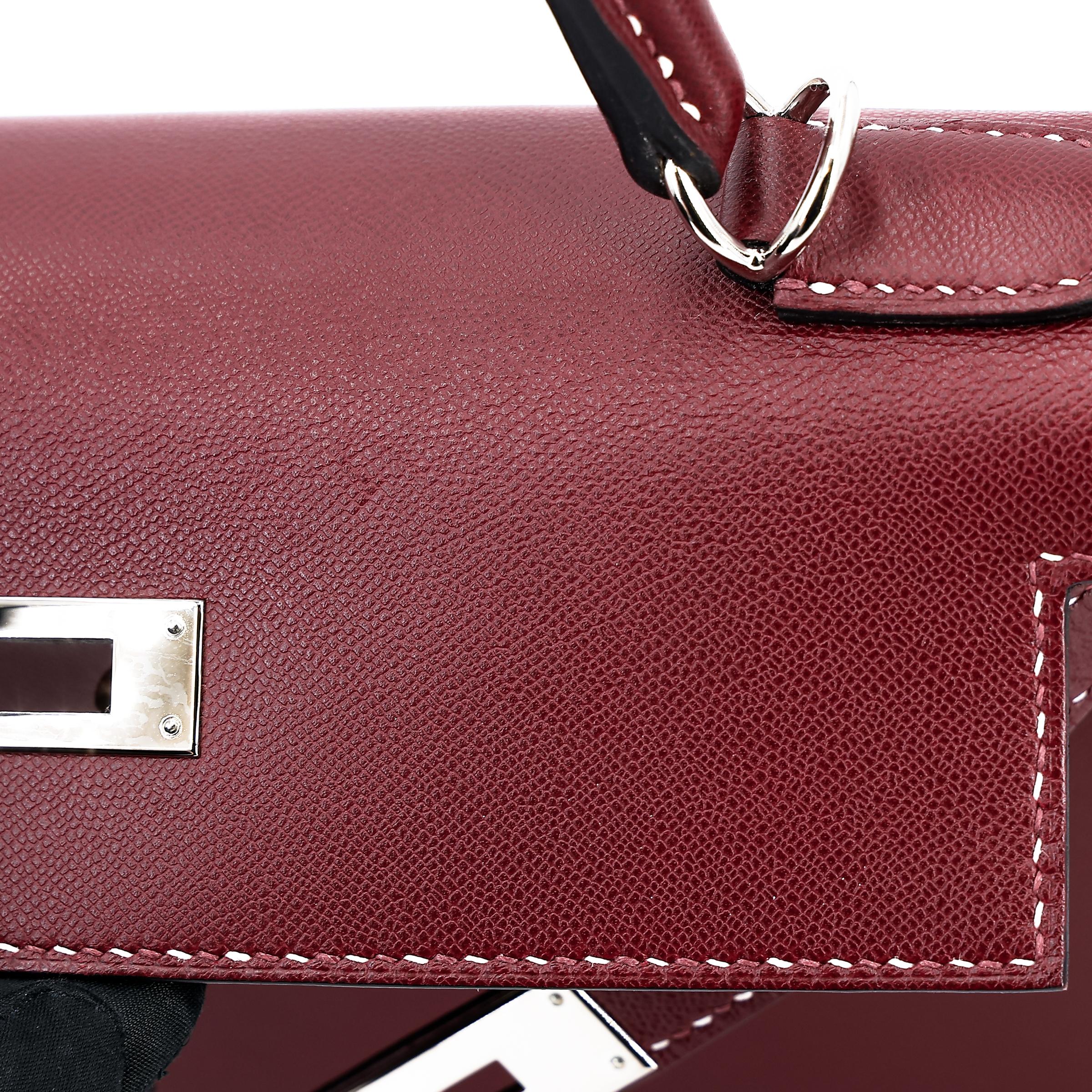 A美品 HERMÈS 爱马仕 限量收藏款 Kelly 28 外缝 Miss You 55 爱马仕红 Rouge H Monsieur皮 银扣 C刻 2018年 - 25