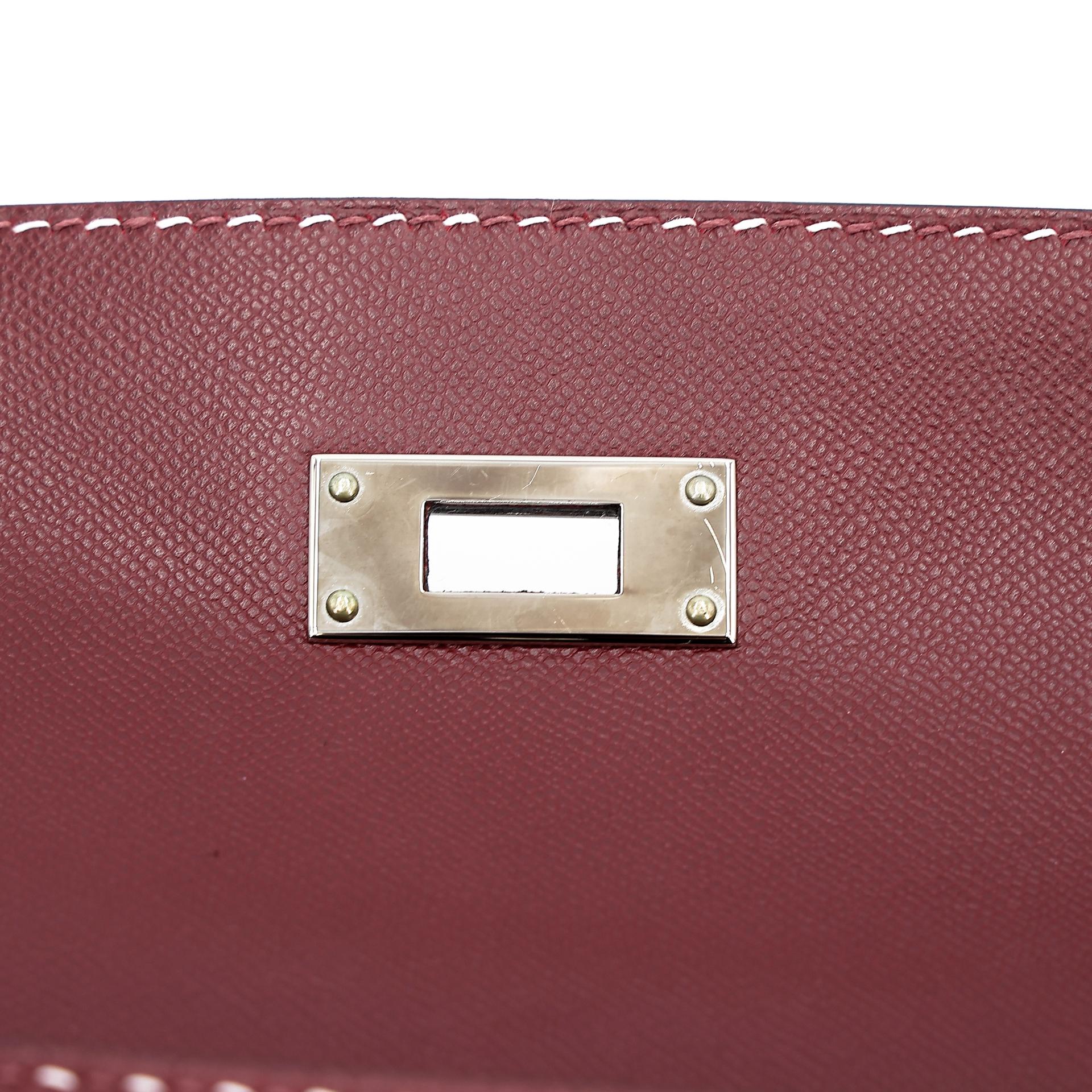 Very Good ( Rank A) HERMÈS Limited Edition Kelly 28 Sellier Miss You Rouge H (55) Monsieur Palladium hardware C (2018) - 27
