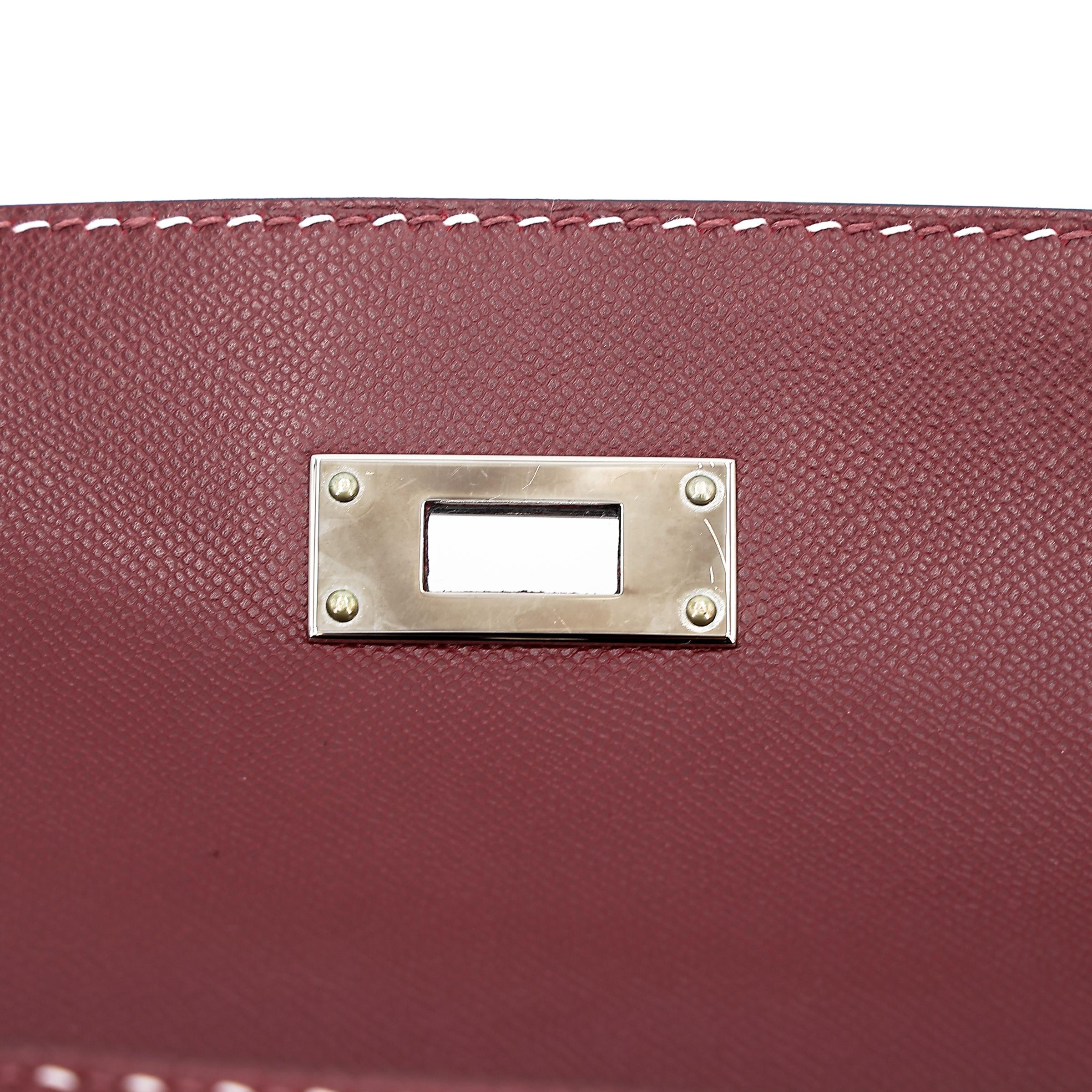 A美品 HERMÈS 爱马仕 限量收藏款 Kelly 28 外缝 Miss You 55 爱马仕红 Rouge H Monsieur皮 银扣 C刻 2018年 - 27