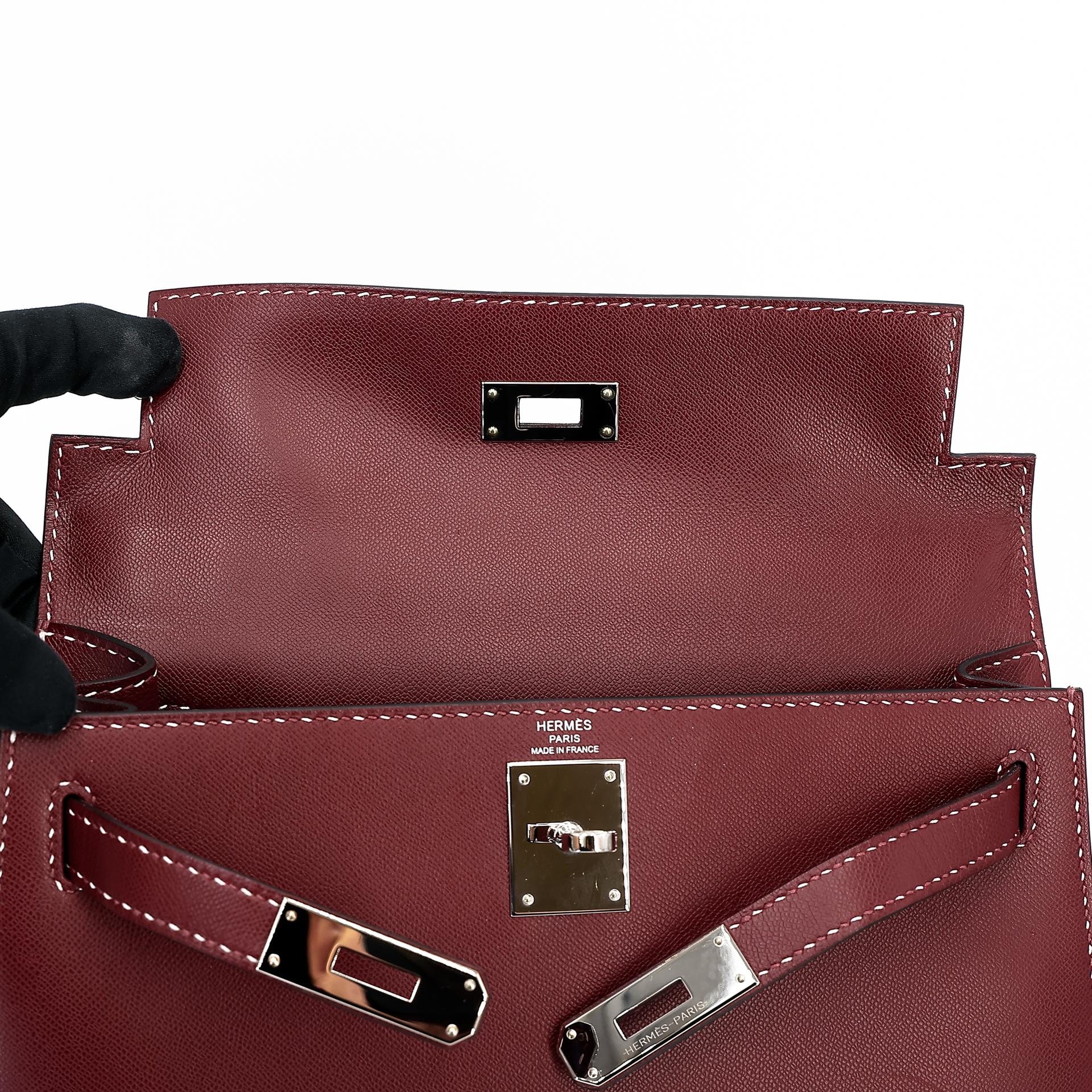 Very Good ( Rank A) HERMÈS Limited Edition Kelly 28 Sellier Miss You Rouge H (55) Monsieur Palladium hardware C (2018) - 28